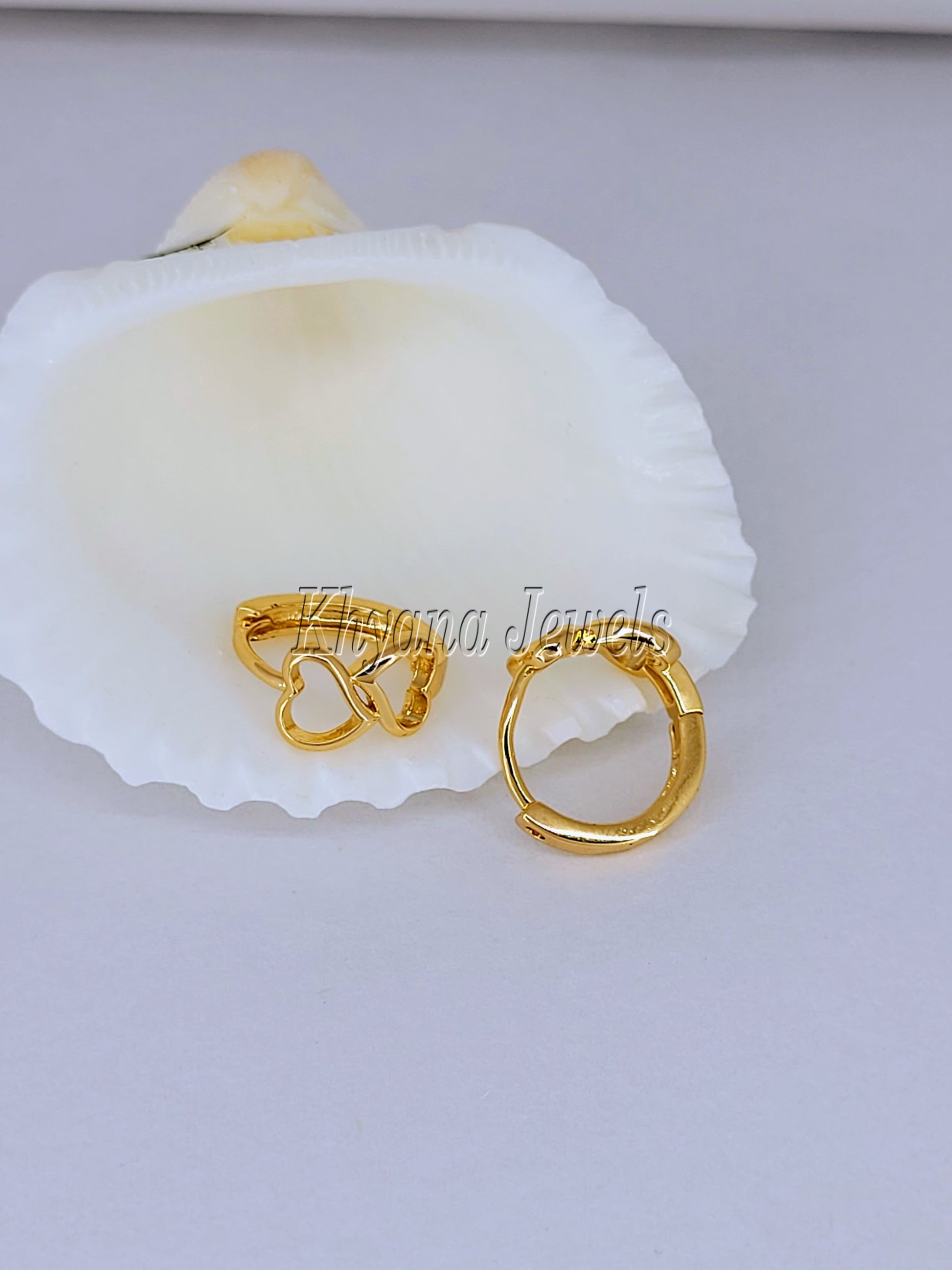Anti-Tarnish Gold Plated Infinity Heart Huggie Hoop Earrings