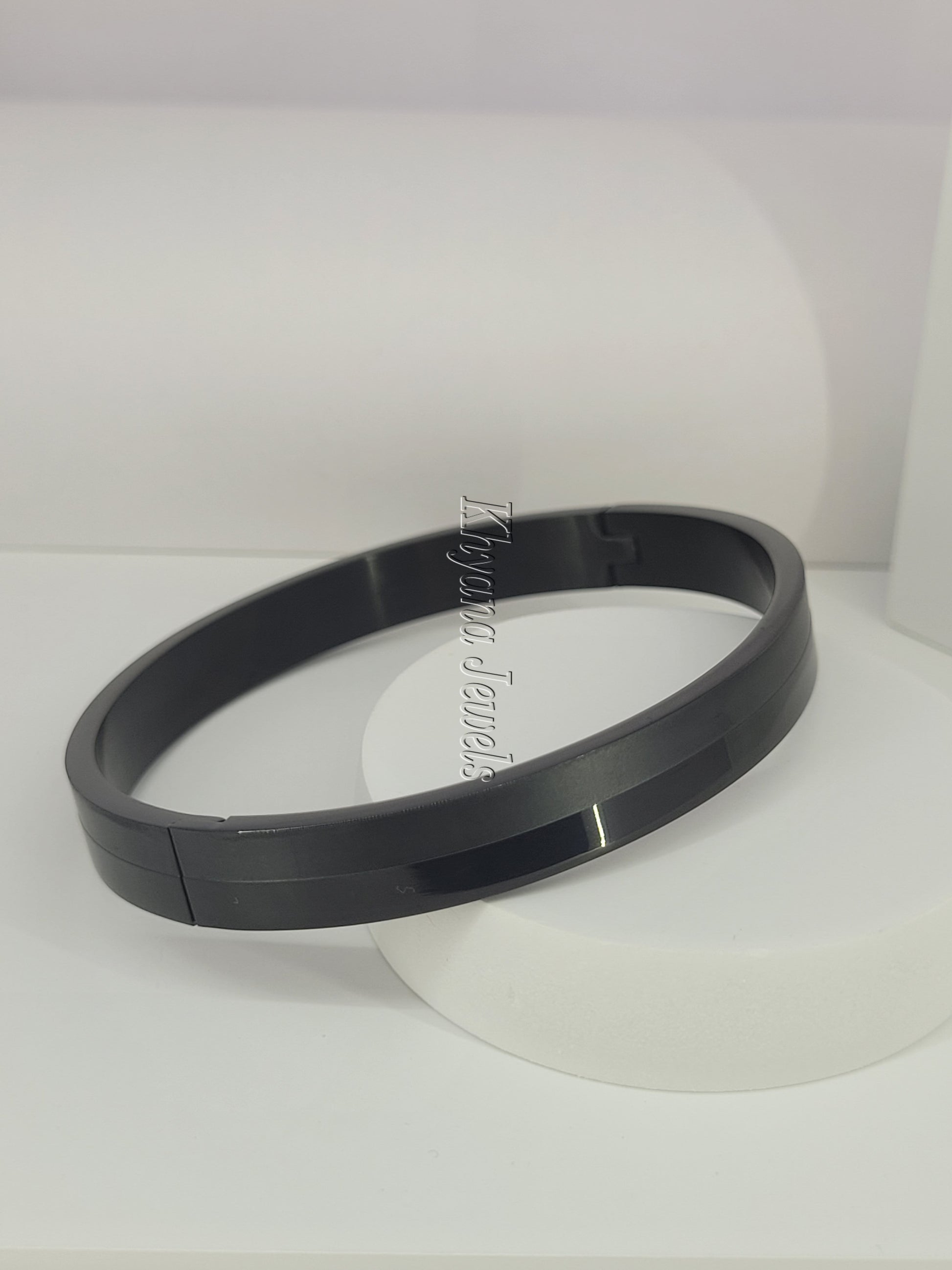 Minimalist Matte & Glossy Black Cuff Bracelet for Men