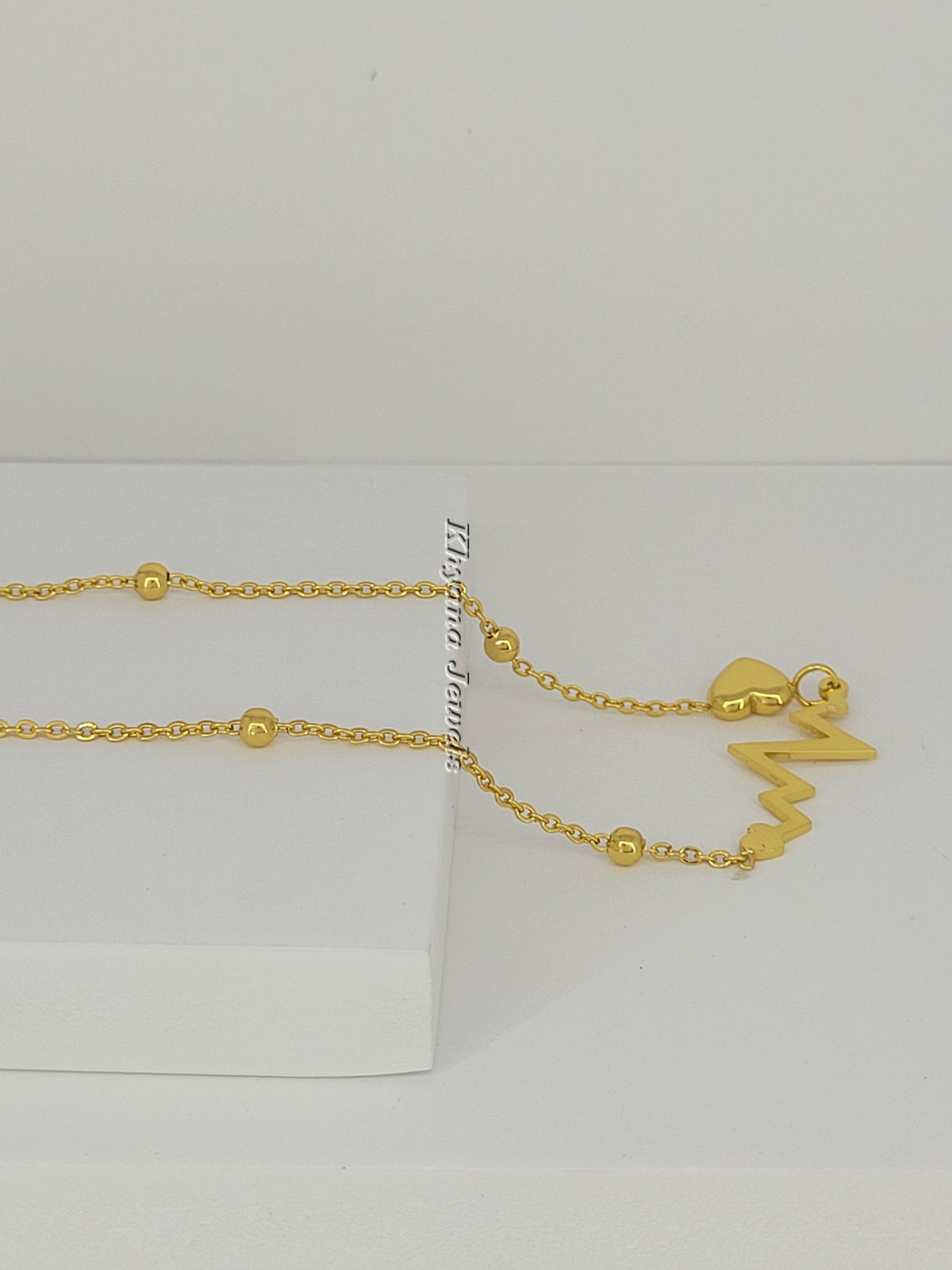 Heartbeat Gold-Plated Anklet with Heart Charm