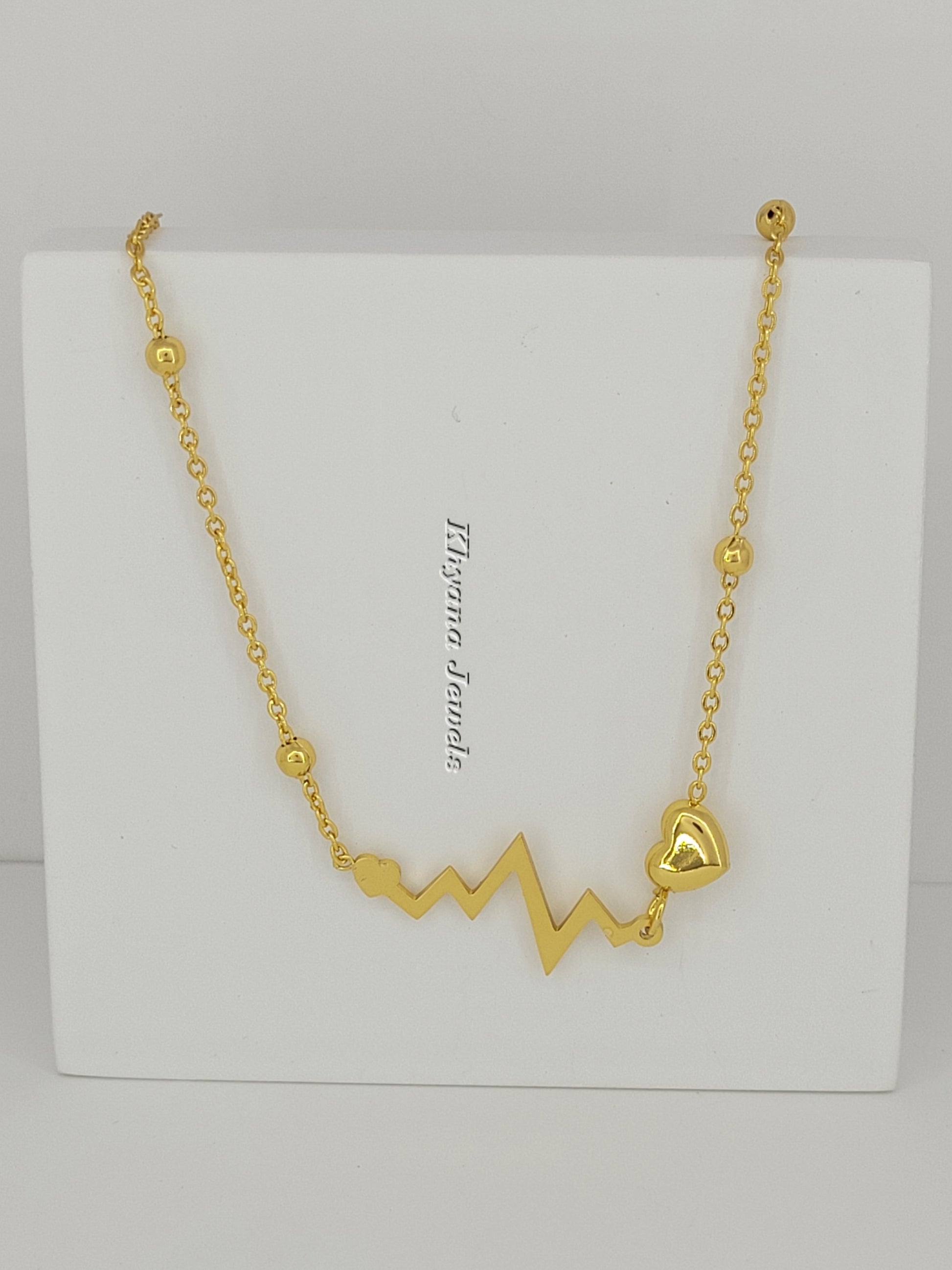 Heartbeat Gold-Plated Anklet with Heart Charm