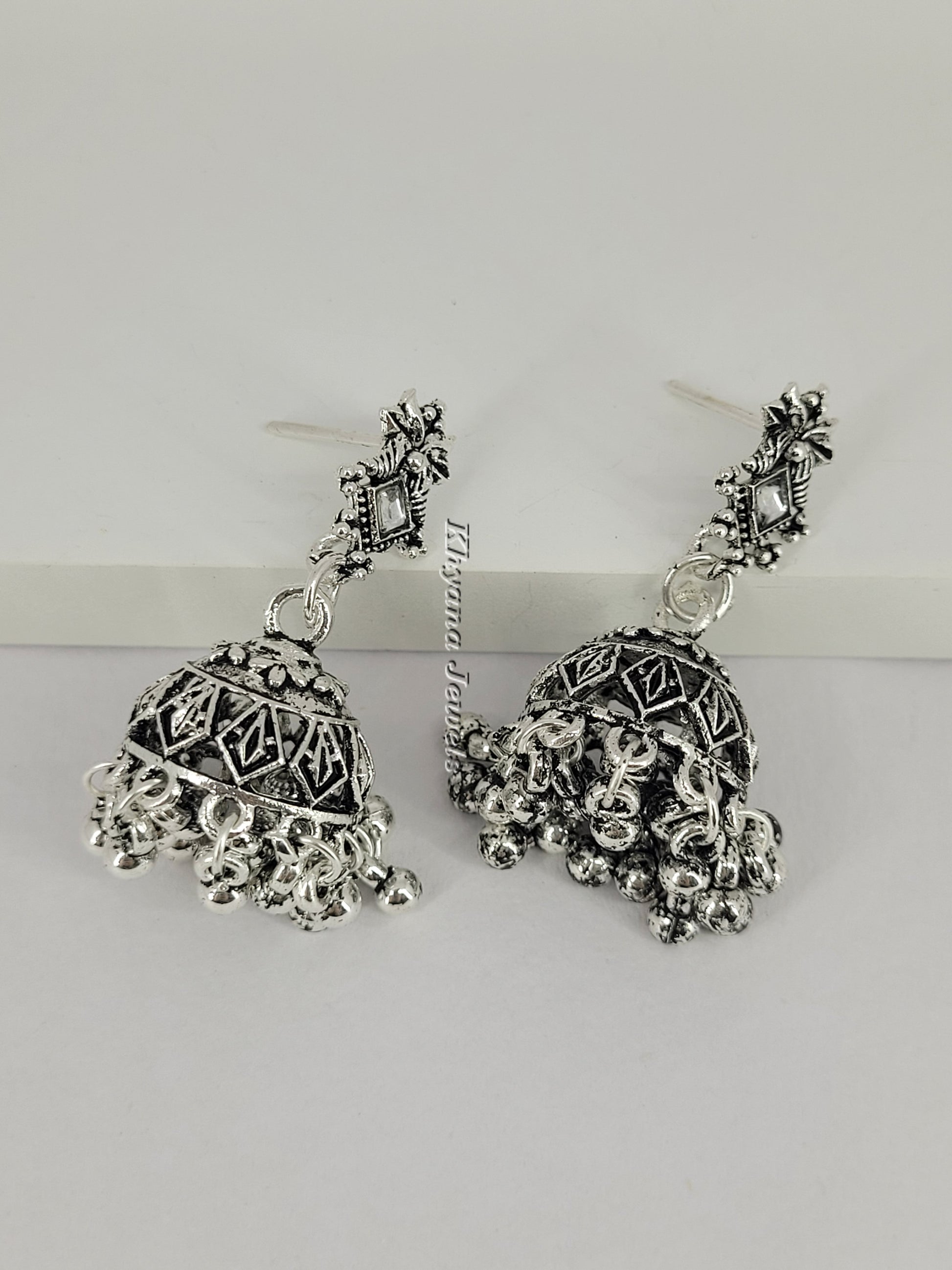Oxidised Silver Jhumka