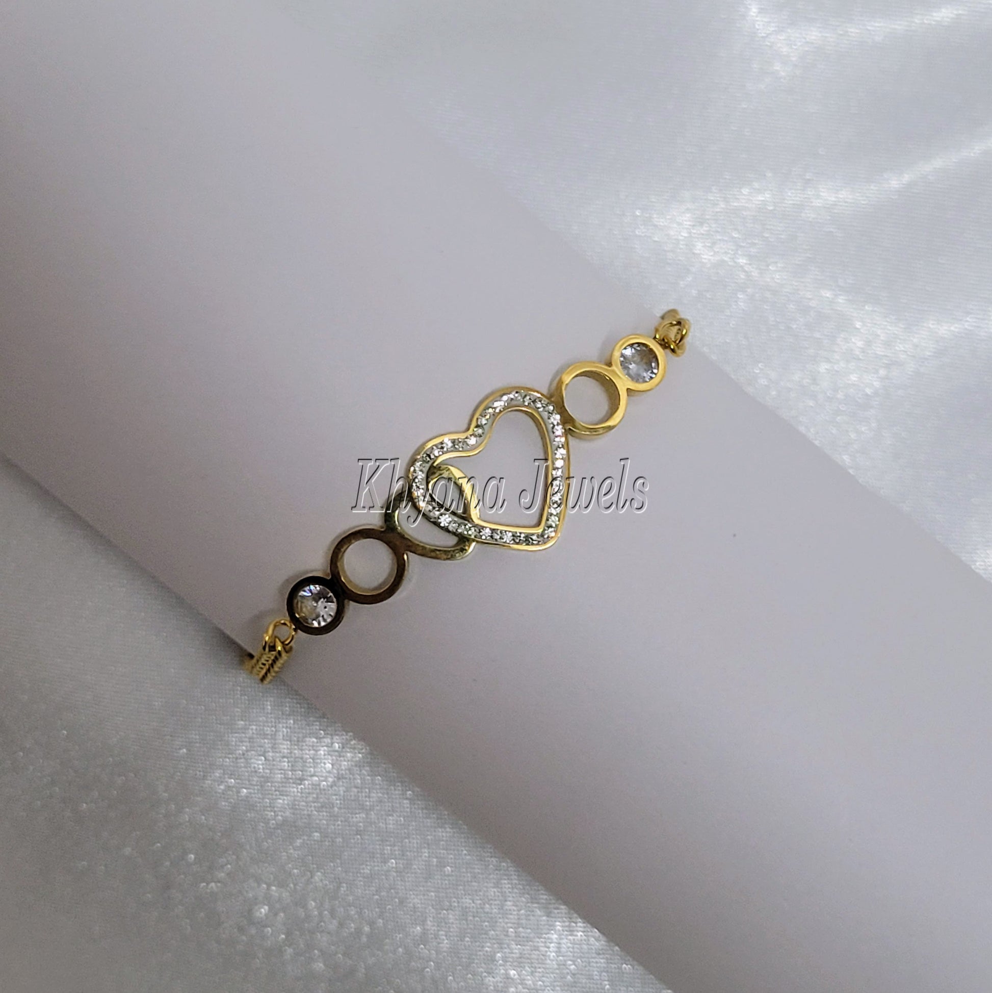Gold Plated Elegant Connected Hearts Bracelet