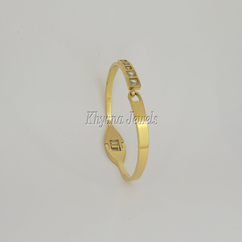 Square Stone Kada Bracelet – Anti-Tarnish Gold Plated 