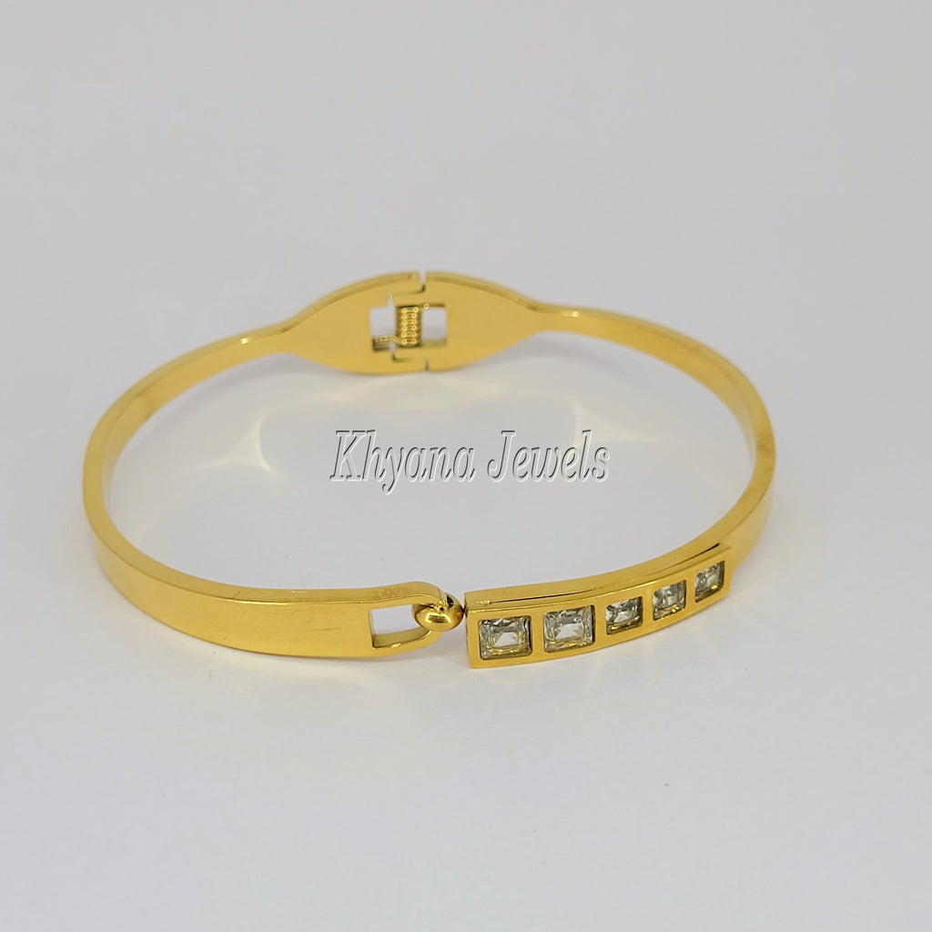 Square Stone Kada Bracelet – Anti-Tarnish Gold Plated