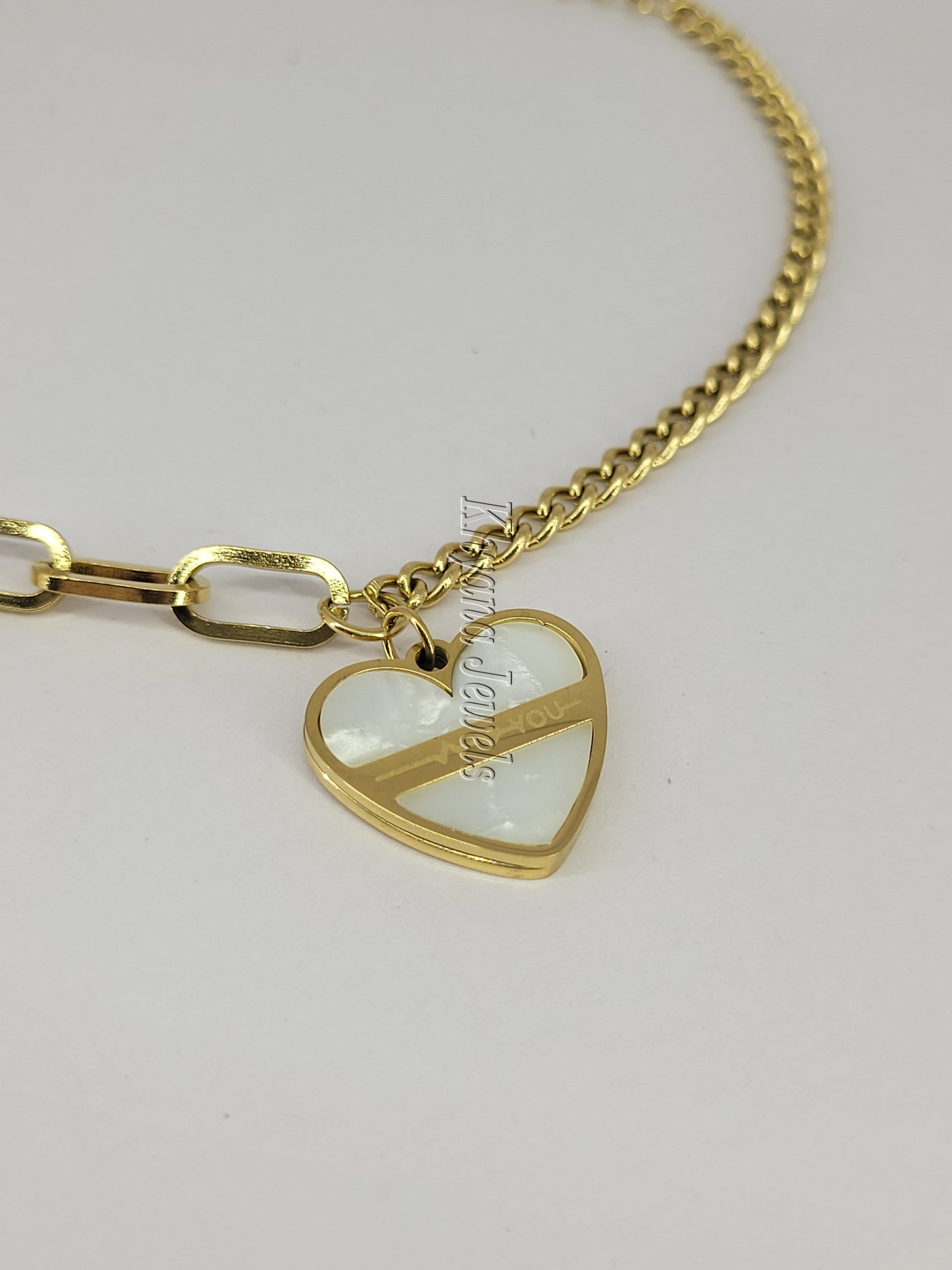 Heart Charm Gold Plated Bracelet with Pearl Accent