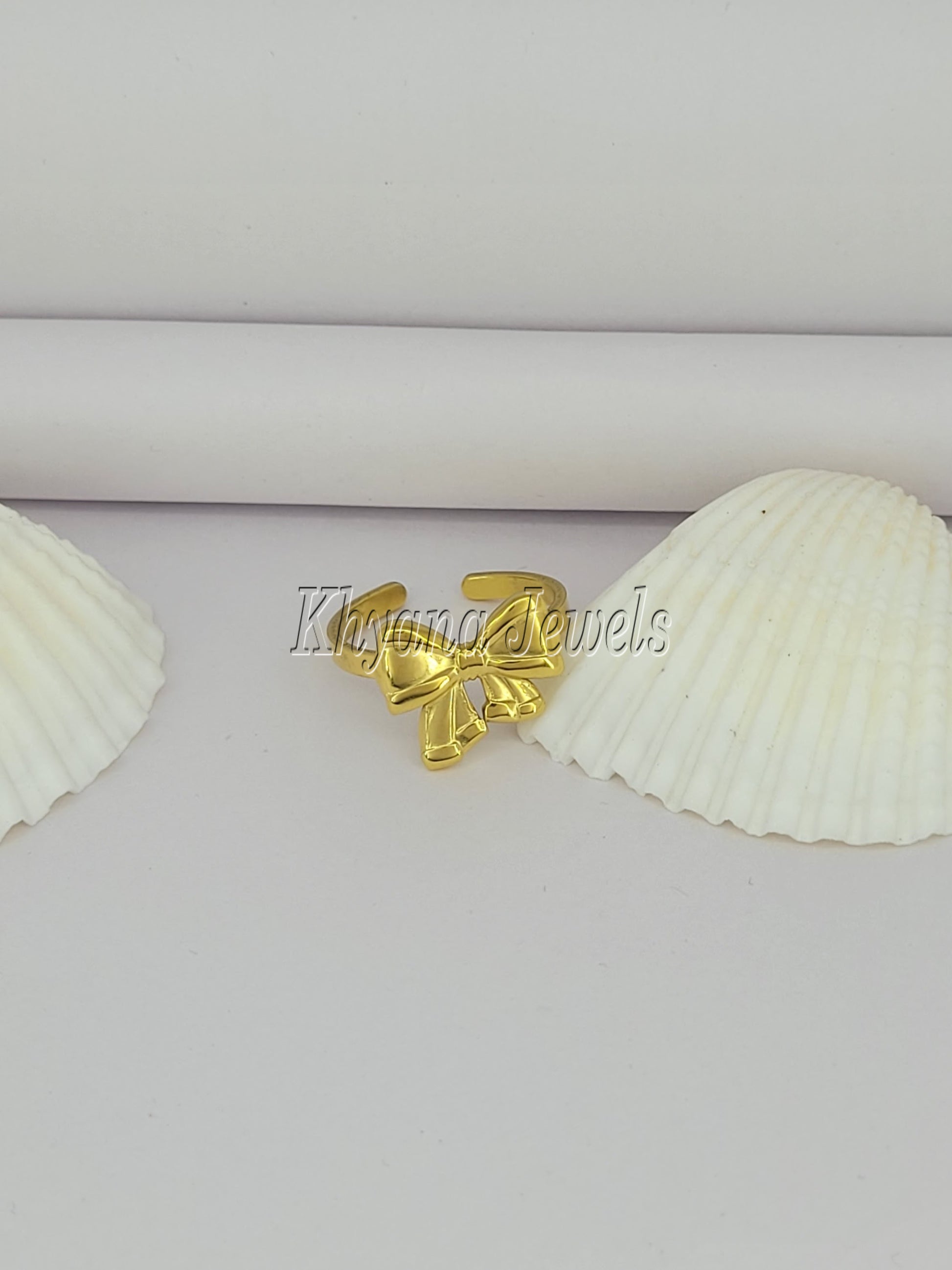 Elegant Gold Plated Bow Adjustable Ring