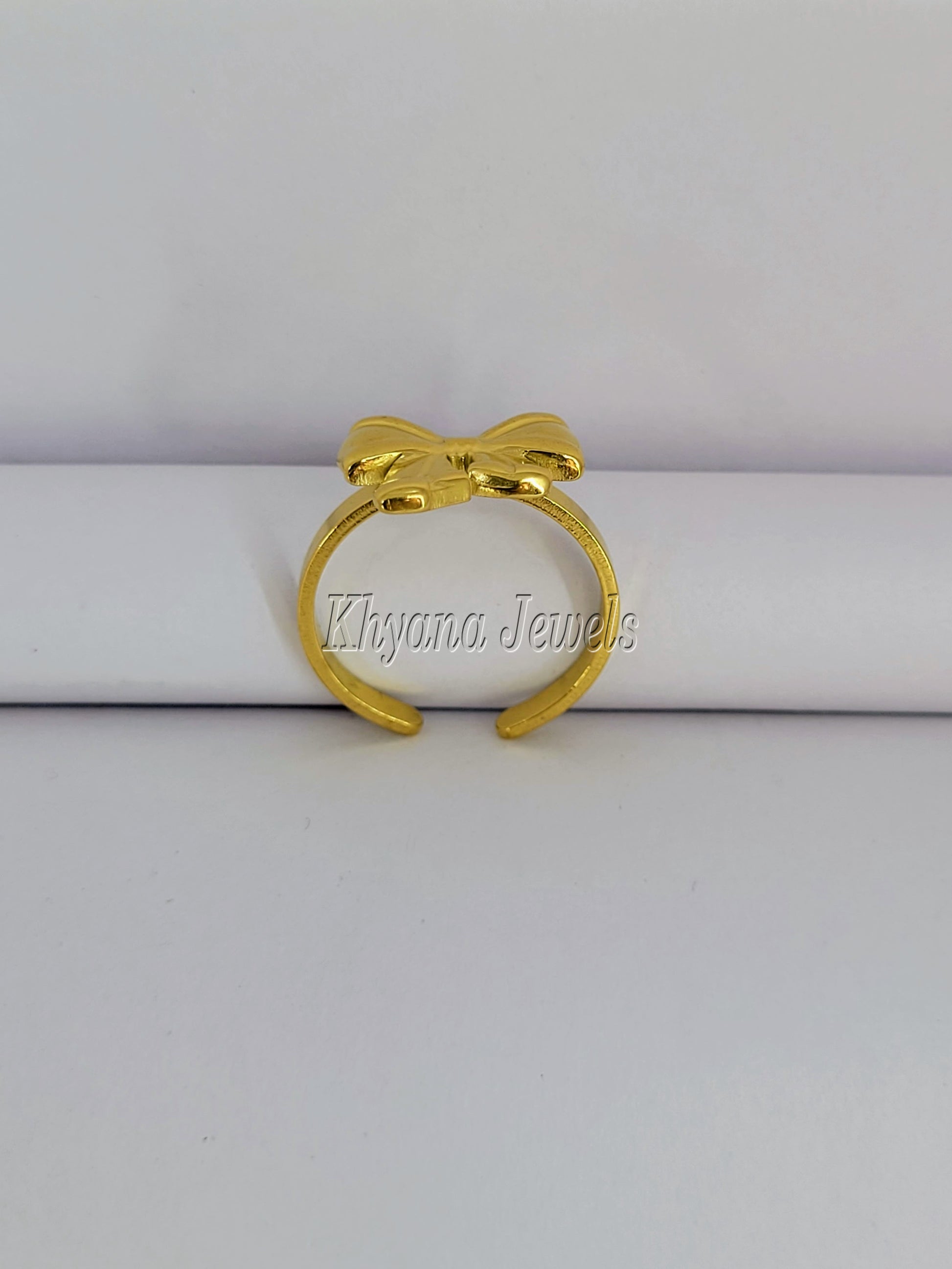 Elegant Gold Plated Bow Adjustable Ring