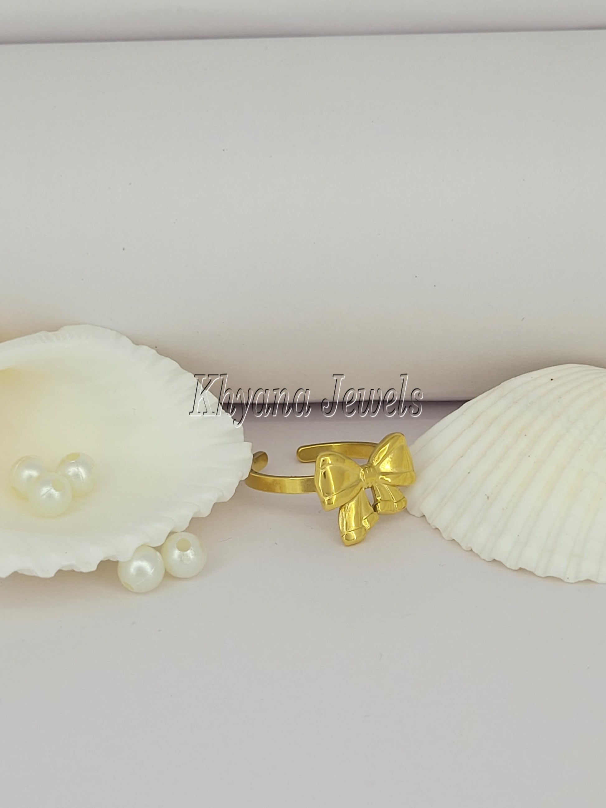 Elegant Gold Plated Bow Adjustable Ring