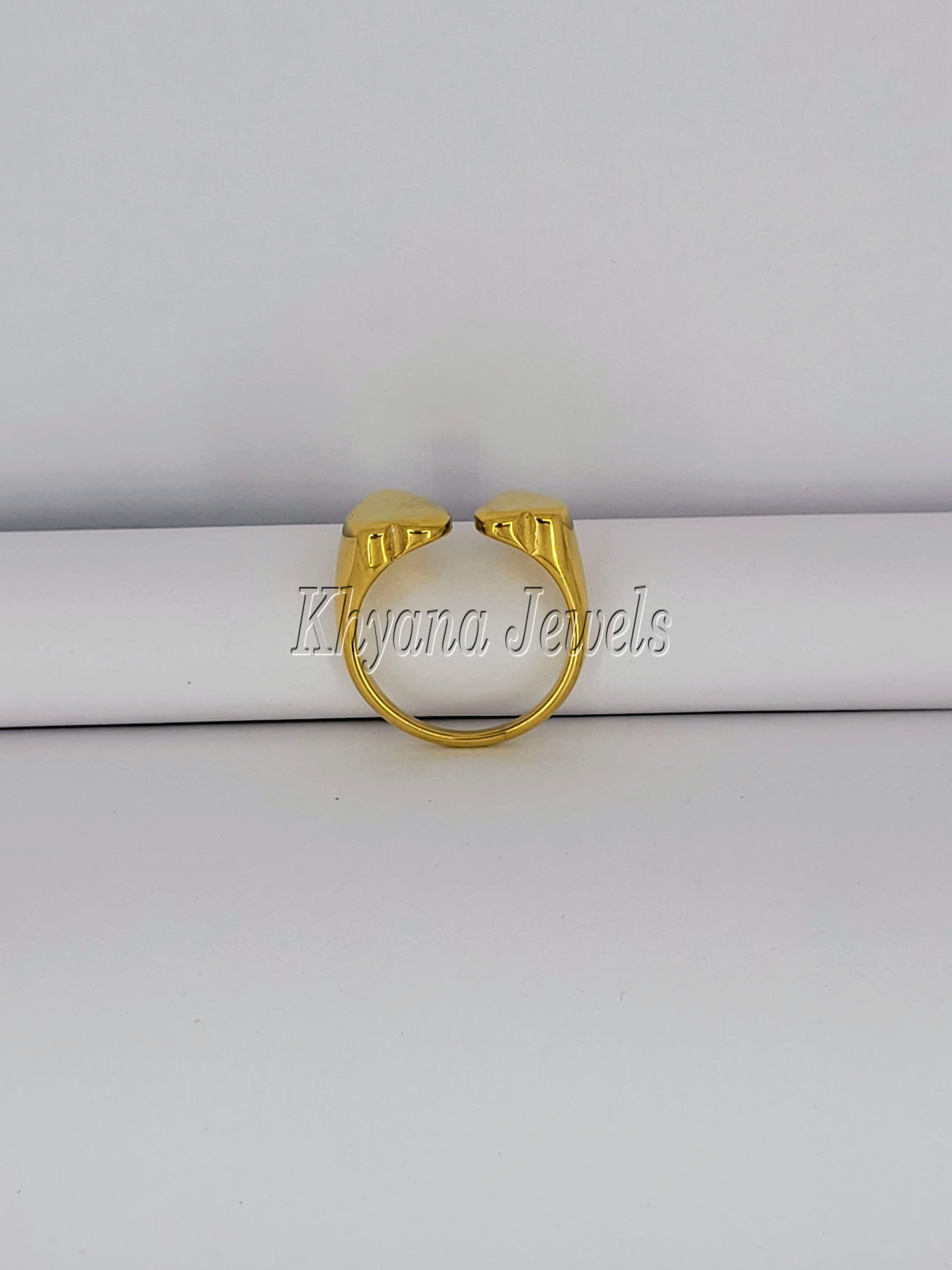 Twin Heart Gold Plated Adjustable Ring