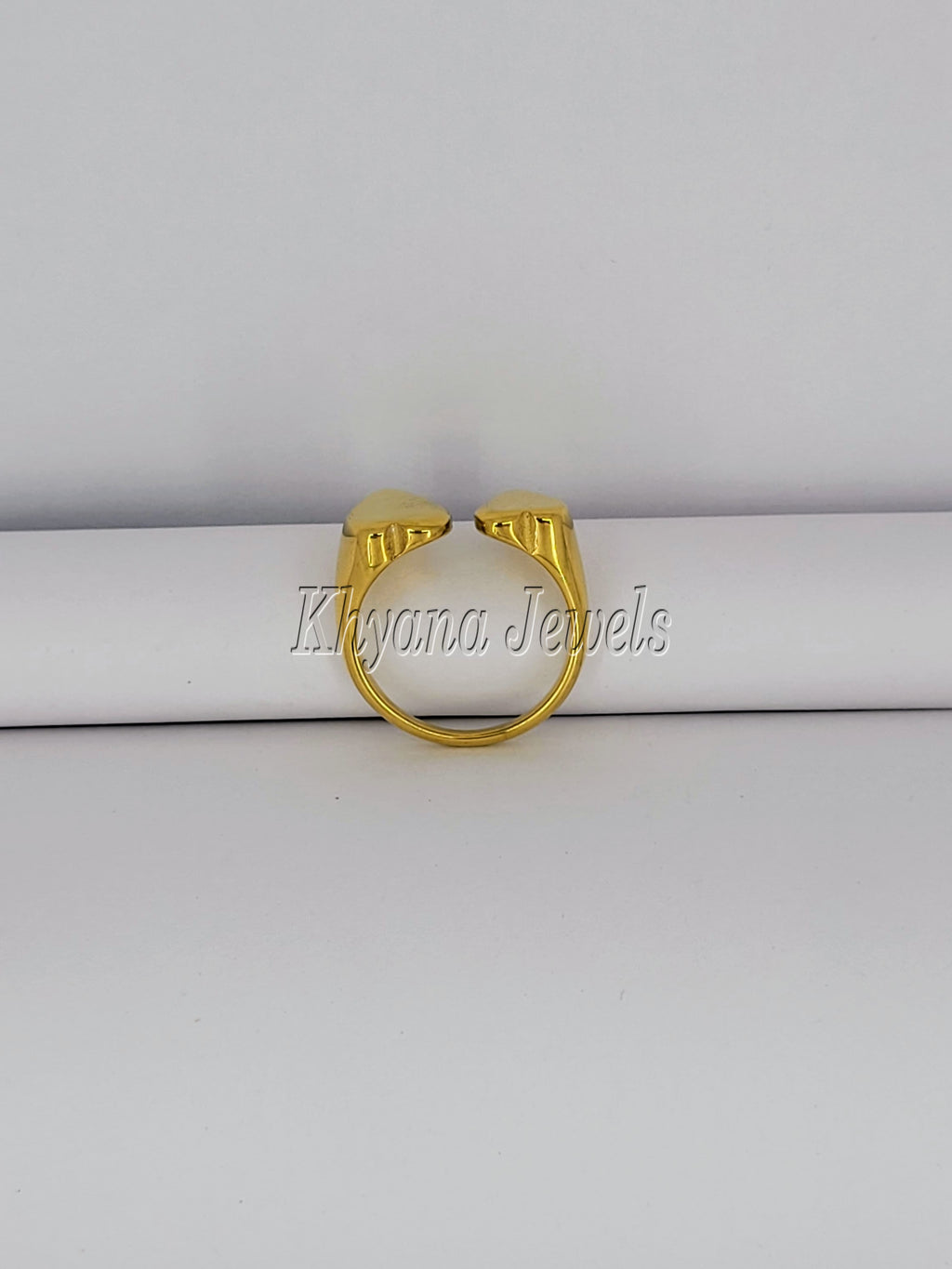 Twin Heart Gold Plated Adjustable Ring