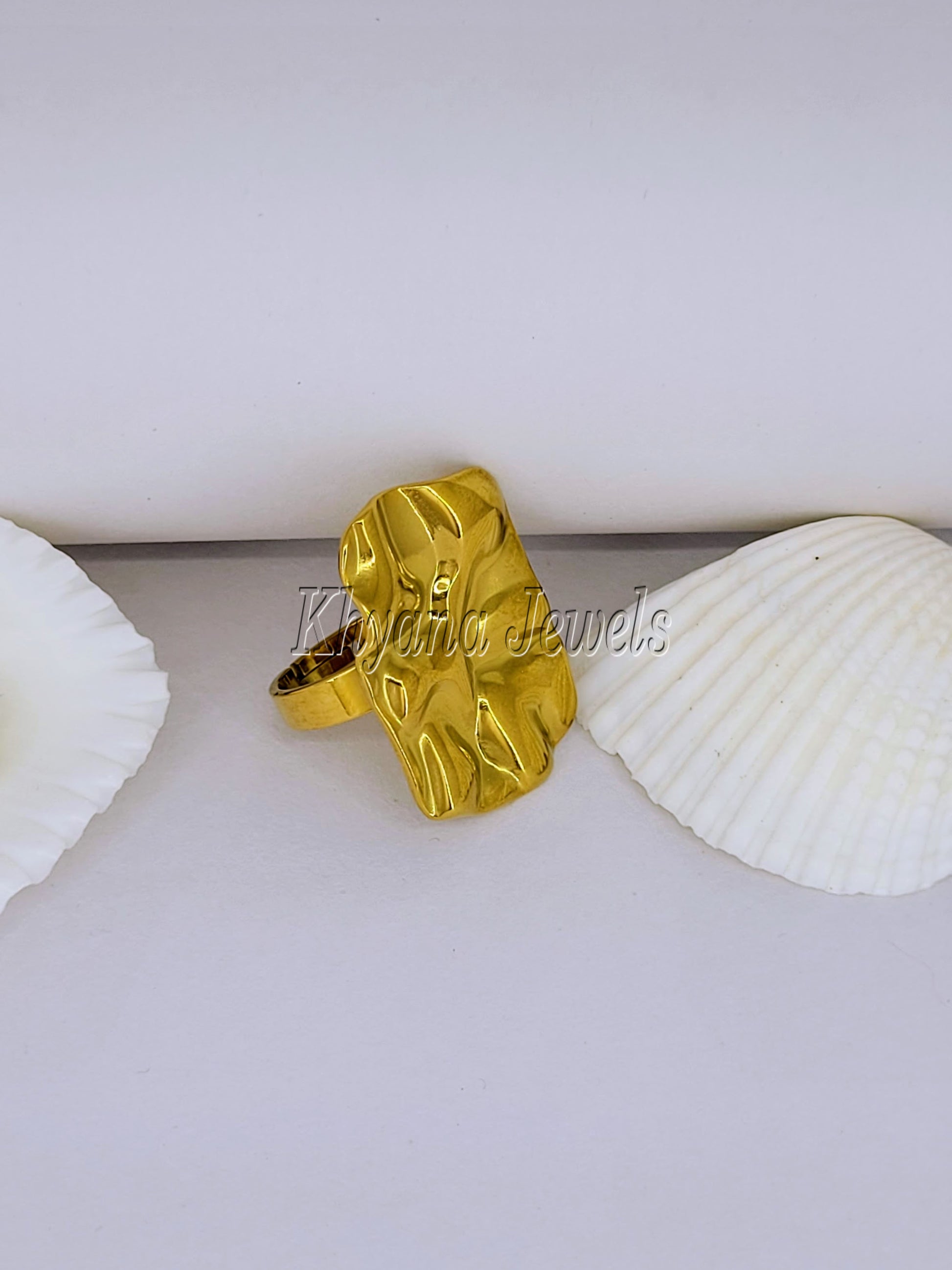 Gold Plated Bold Molten Texture Ring