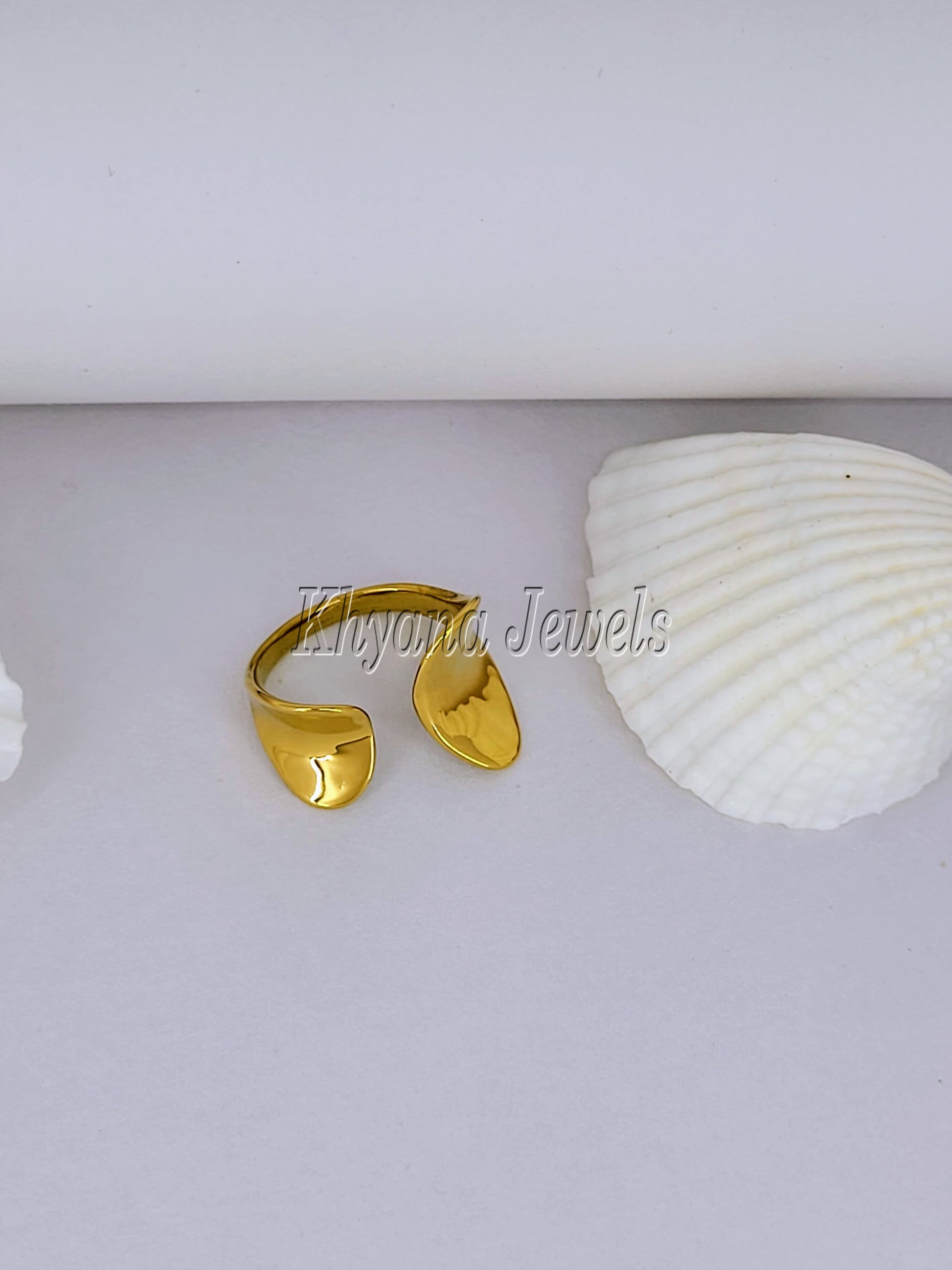 Gold Plated Open Leaf Ring 