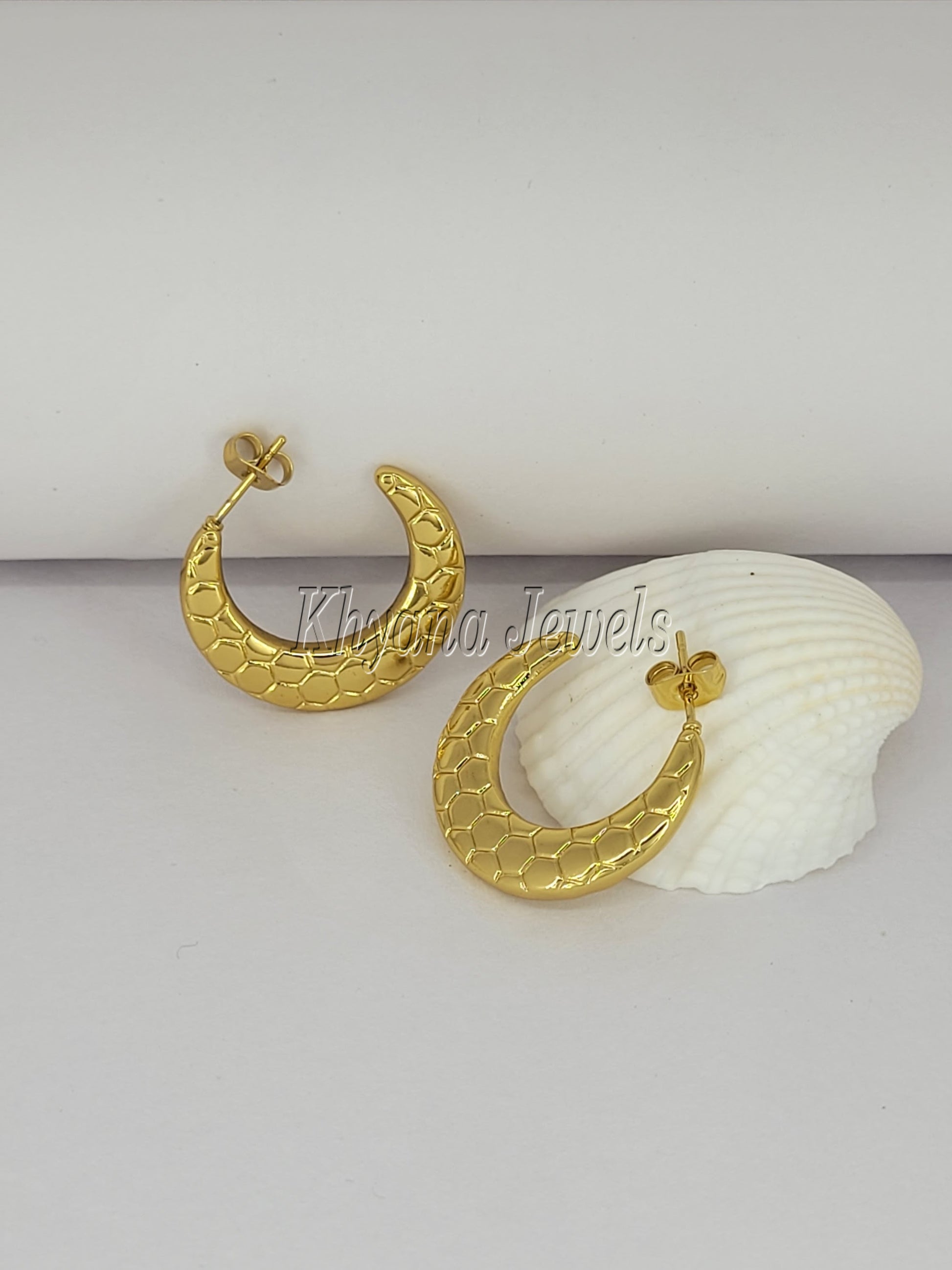 Gold Plated Crescent Moon Shaped Earrings