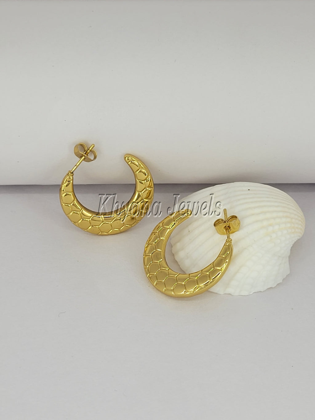 Gold Plated Crescent Moon Shaped Earrings