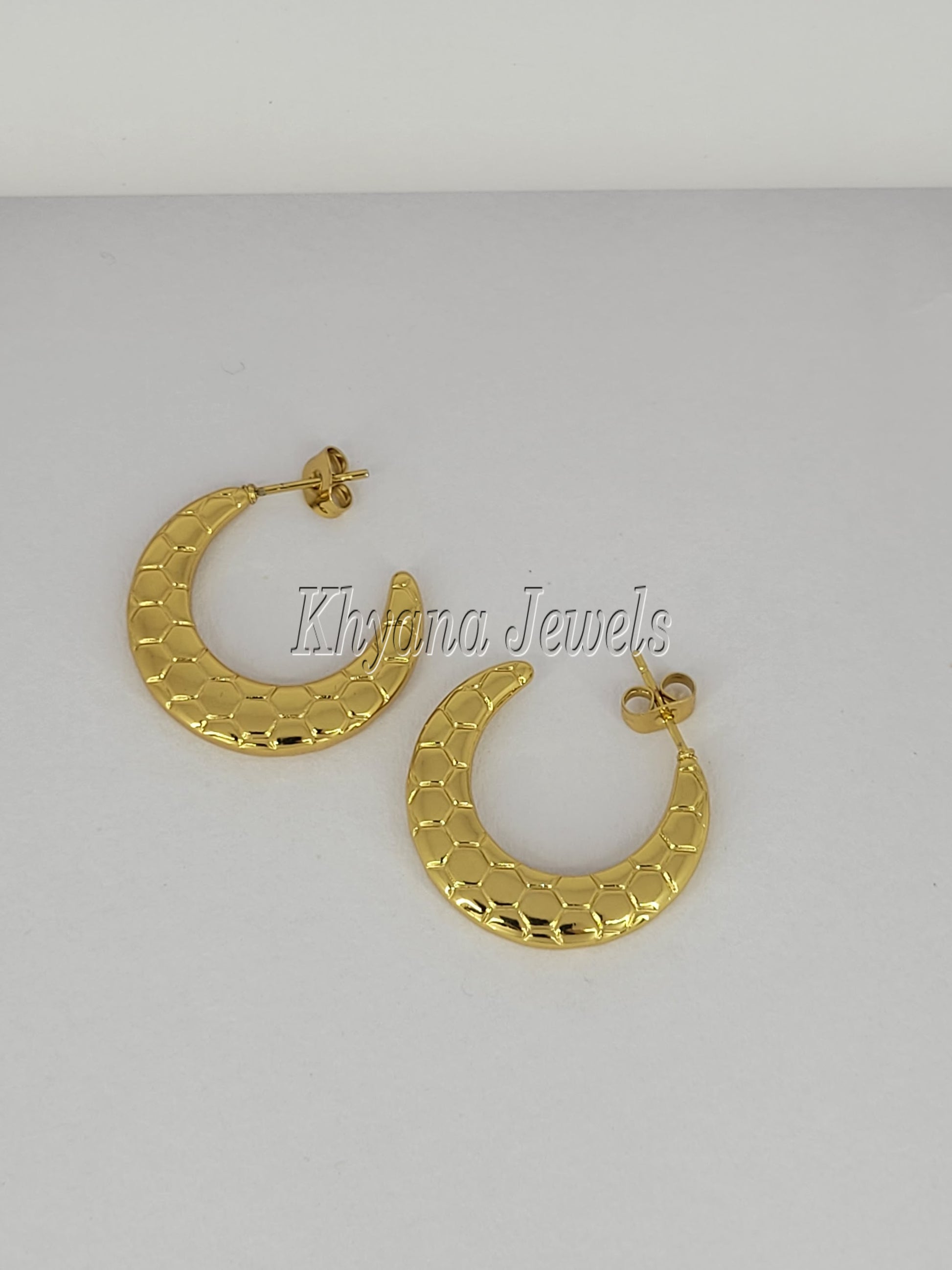 Gold Plated Crescent Moon Shaped Earrings