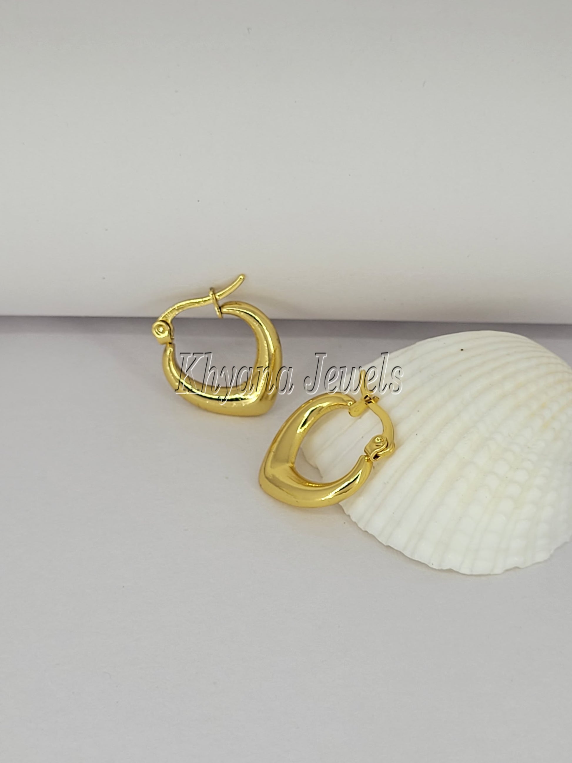 Elegant Gold Plated Anti-Tarnish Heart-Shaped Hoops