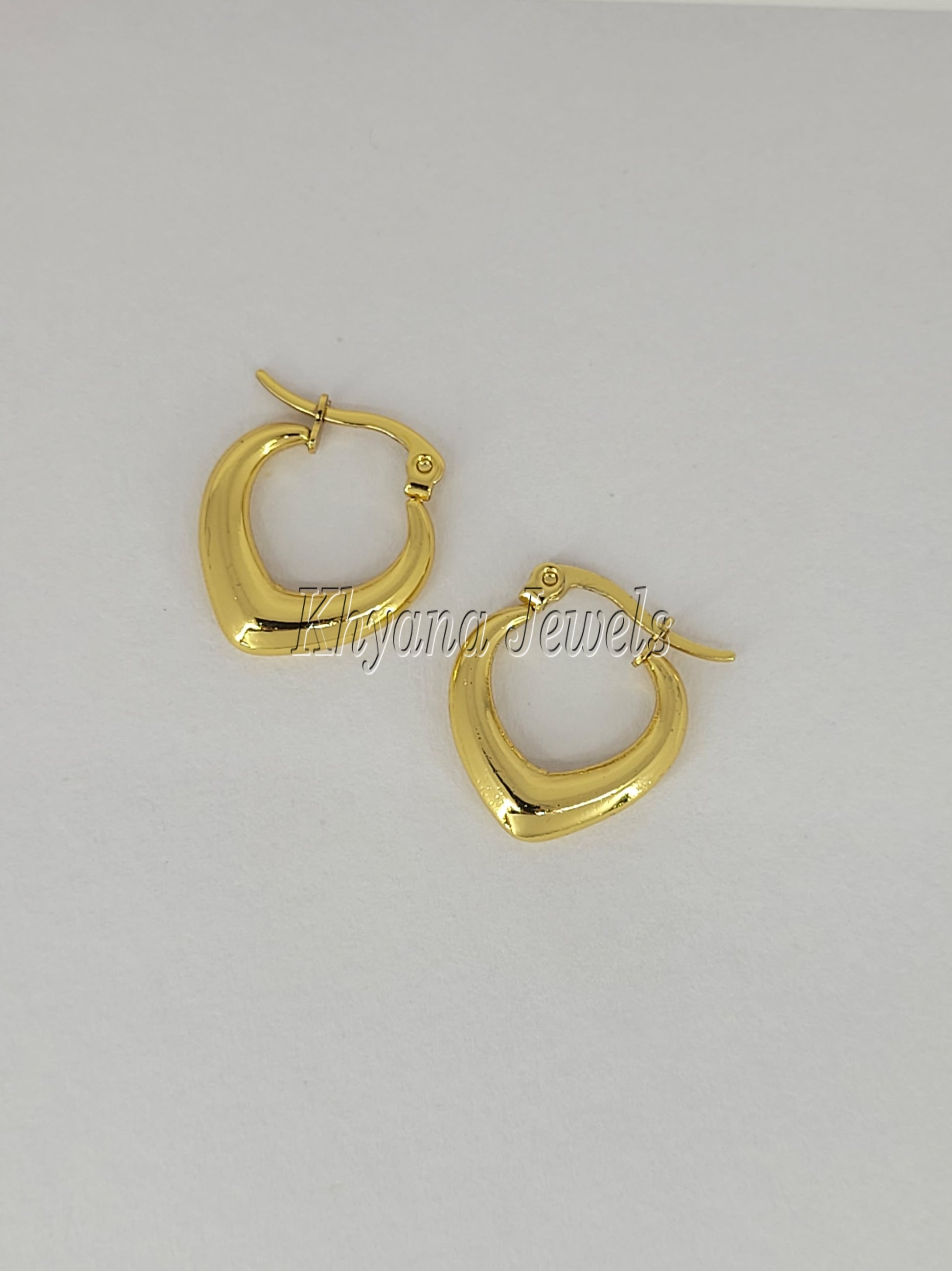 Elegant Gold Plated Anti-Tarnish Heart-Shaped Hoops