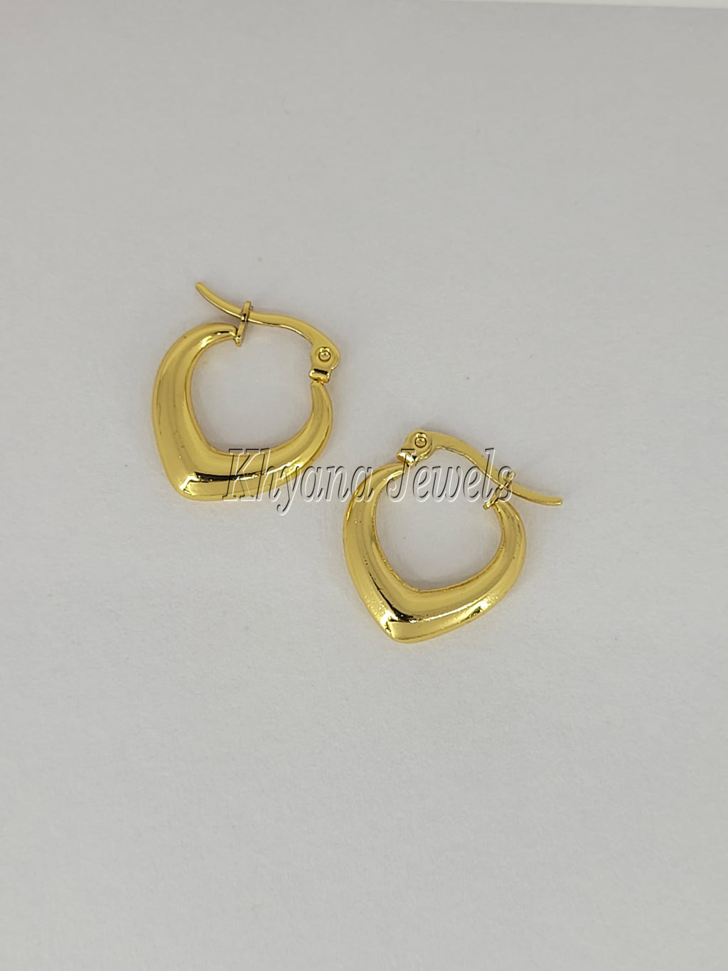 Elegant Gold Plated Anti-Tarnish Heart-Shaped Hoops