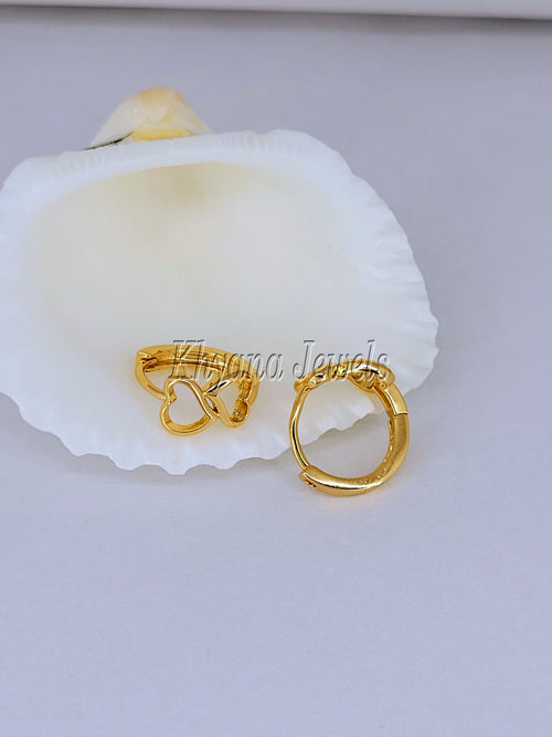 Anti-Tarnish Gold Plated Infinity Heart Huggie Hoop Earrings