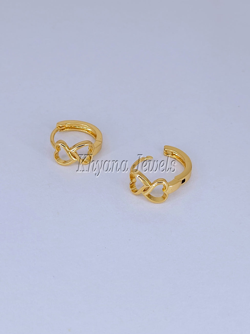 Anti-Tarnish Gold Plated Infinity Heart Huggie Hoop Earrings