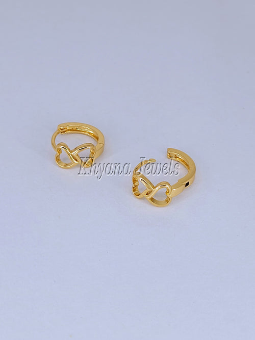 Anti-Tarnish Gold Plated Infinity Heart Huggie Hoop Earrings