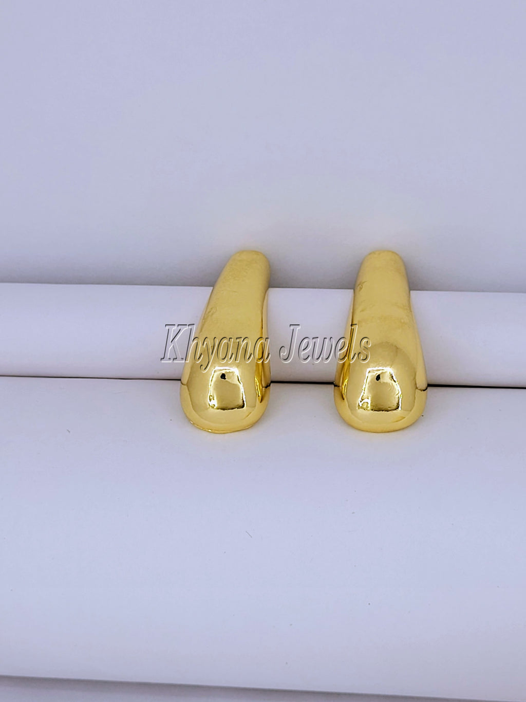 Anti-Tarnish Gold Plated Puffy Teardrop Hoop Earrings