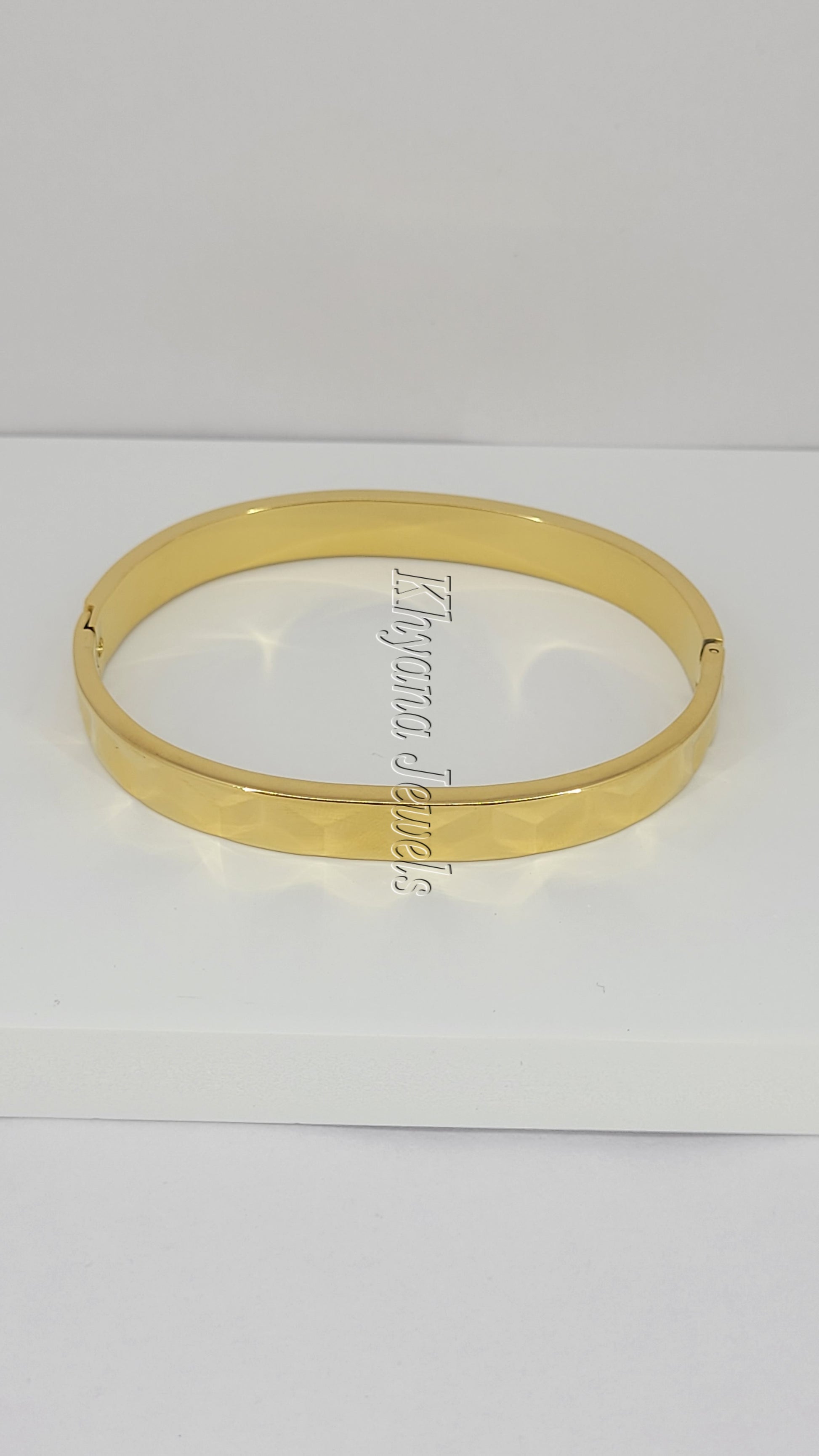 Classic Faceted Gold Plated Bangle Bracelet
