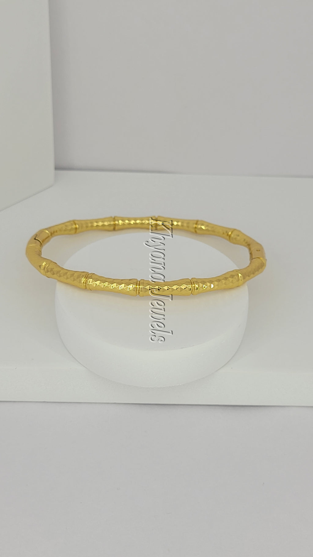 Textured Bamboo-Inspired Gold Plated Bangle