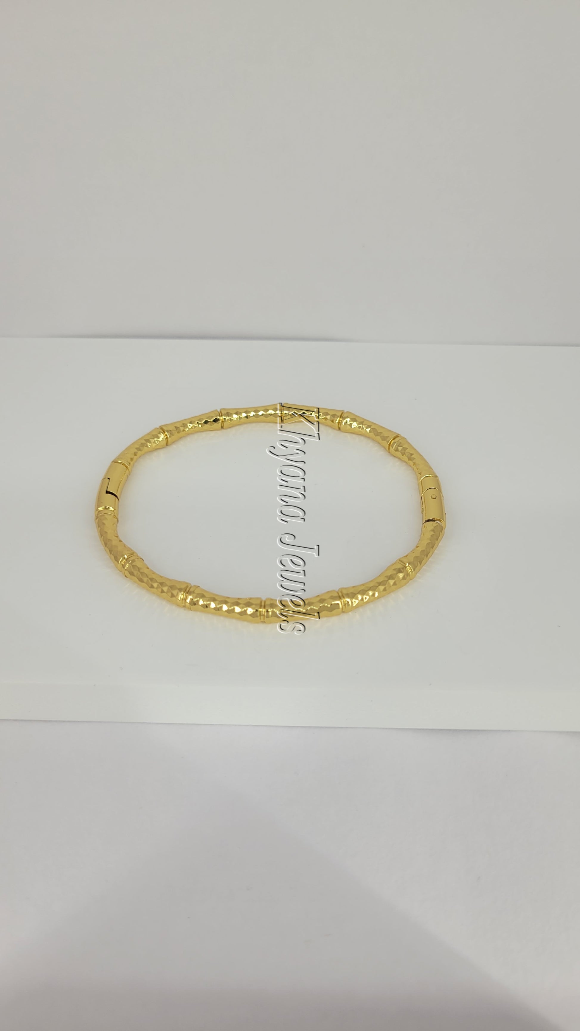 Textured Bamboo-Inspired Gold Plated Bangle