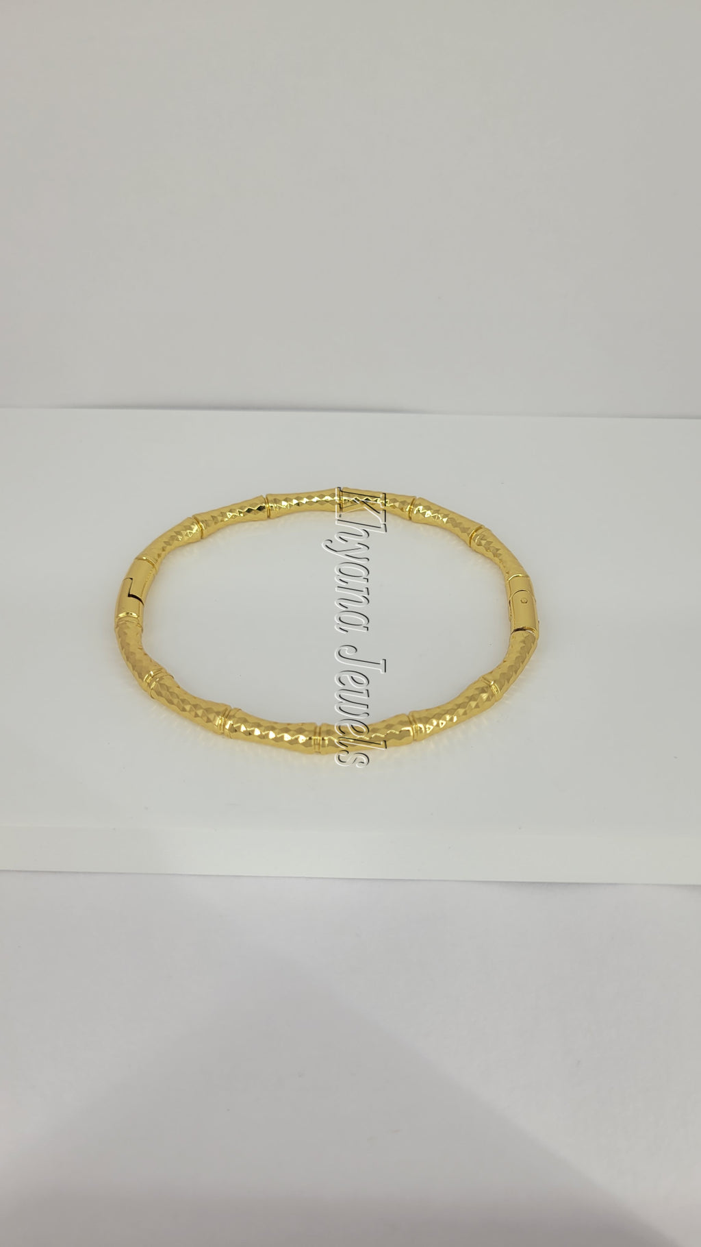 Textured Bamboo-Inspired Gold Plated Bangle
