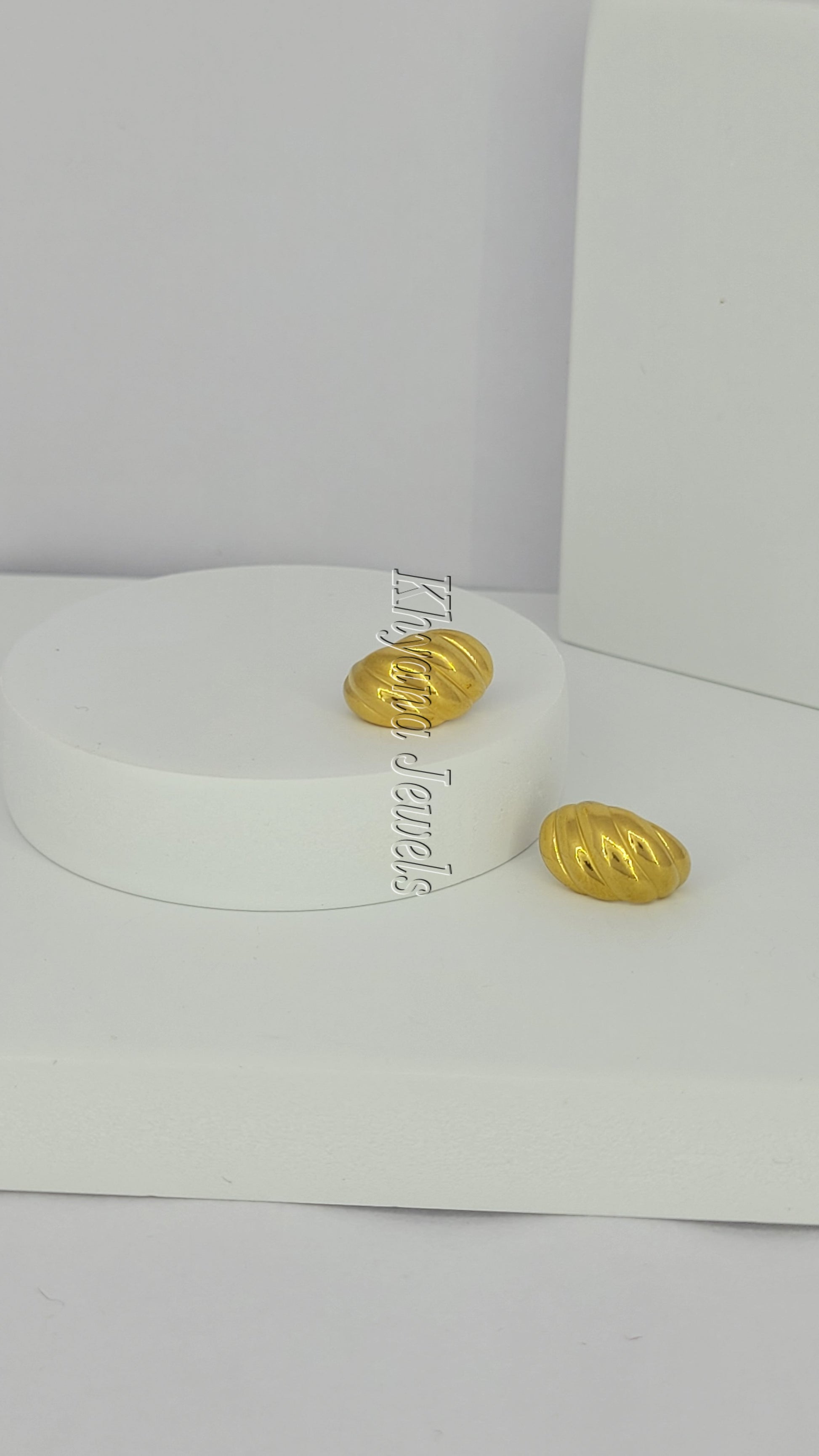 Modern Gold Plated Anti-Tarnish Oval Studs