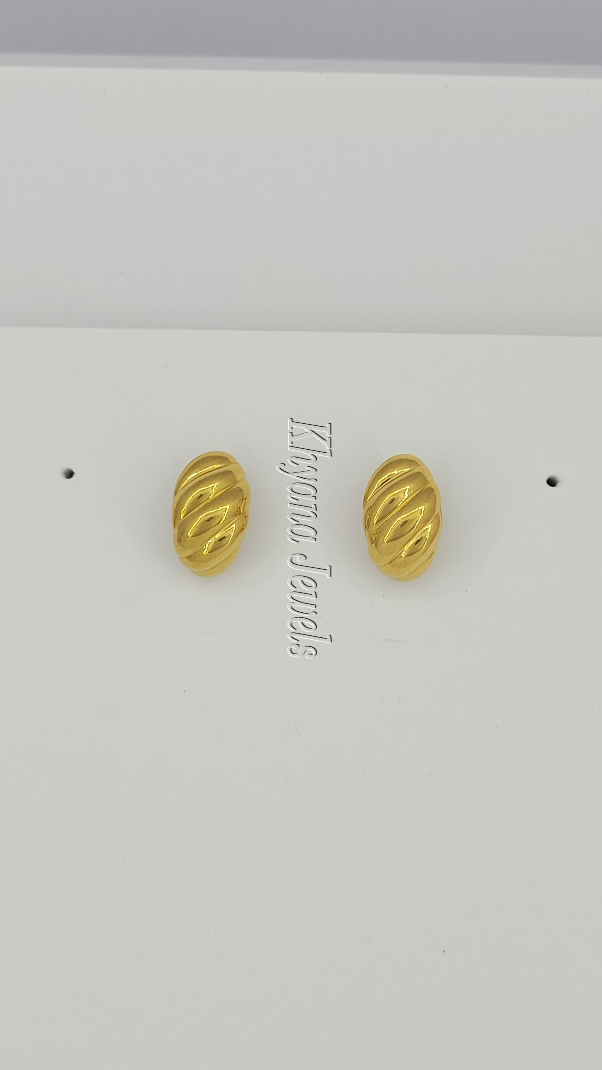 Modern Gold Plated Anti-Tarnish Oval Studs