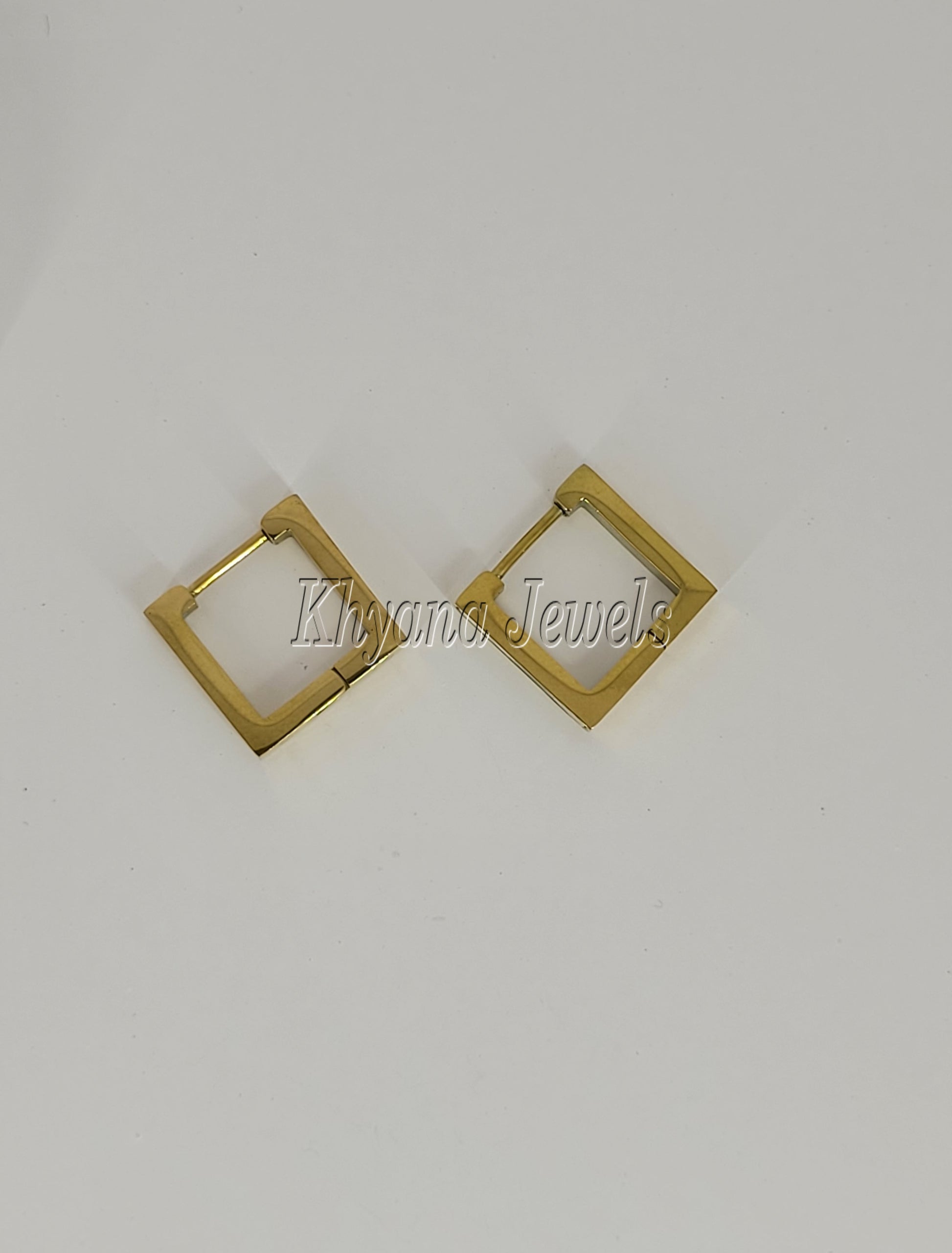 Contemporary White Inlay Gold Plated Anti-Tarnish Hoops