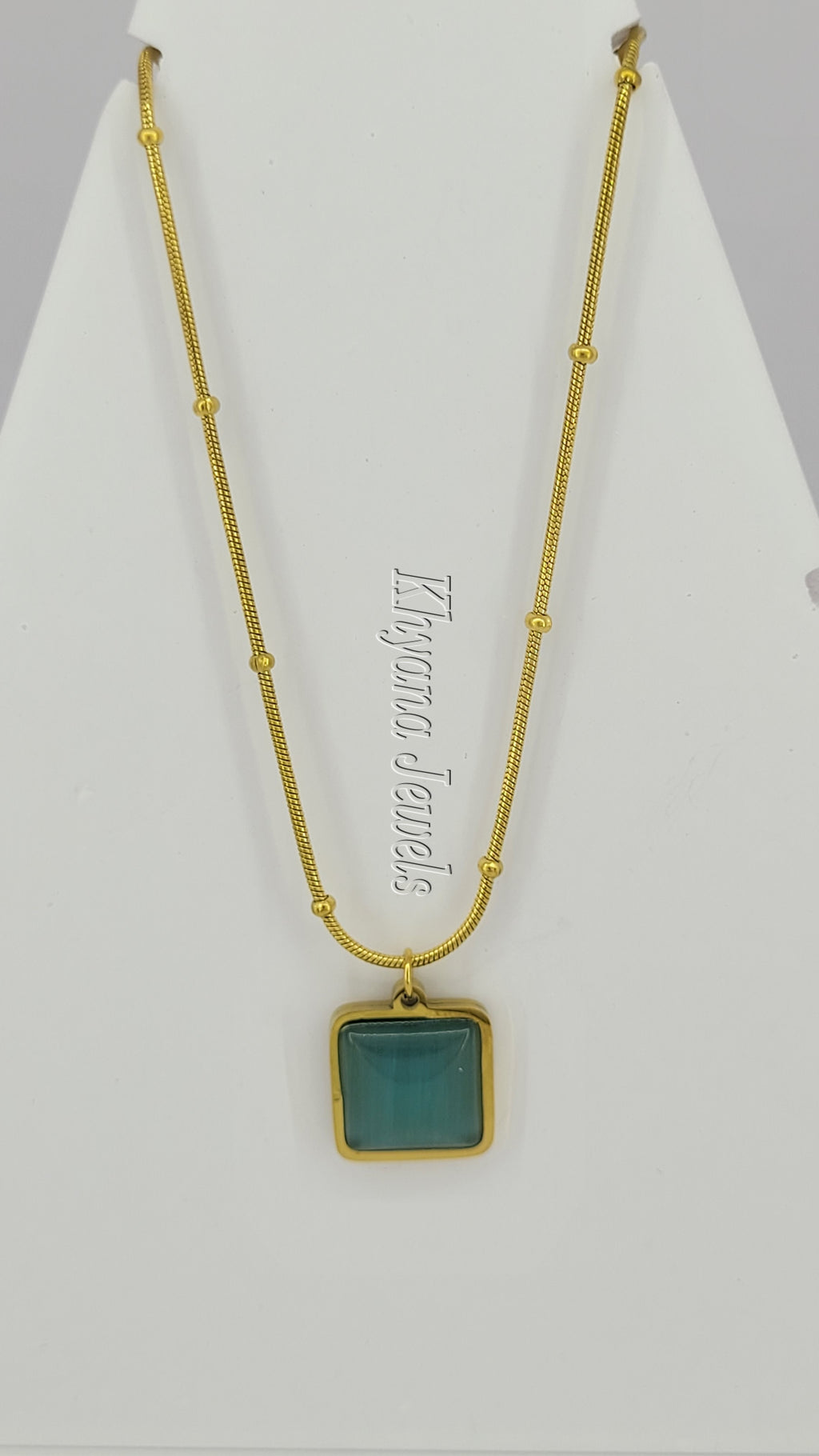 Elegant Gold Plated Anti-Tarnish Mint-Green Gemstone Necklace