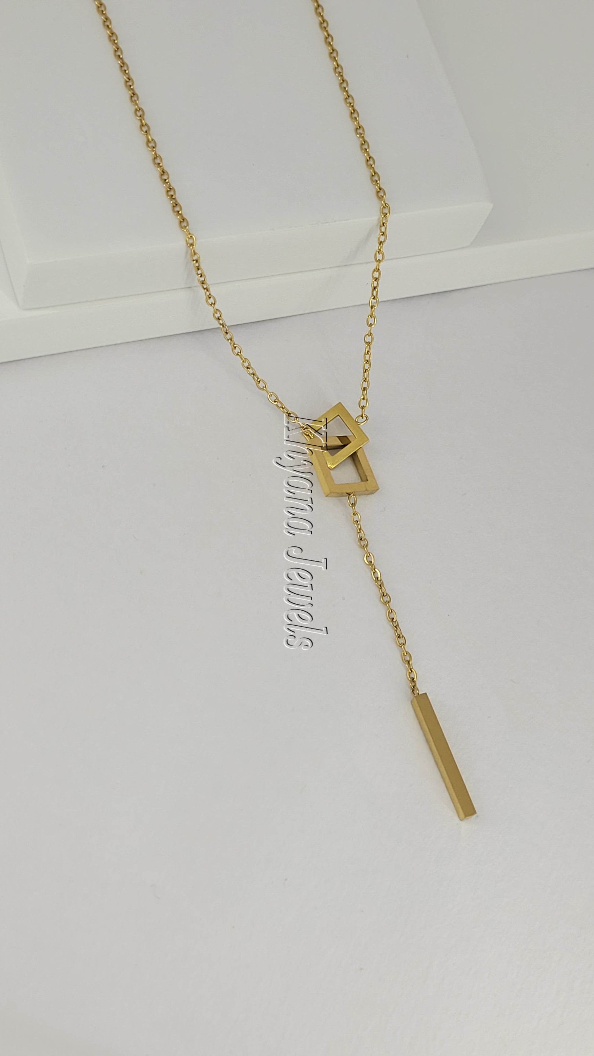 Geometric Y-Shaped Gold Plated Necklace