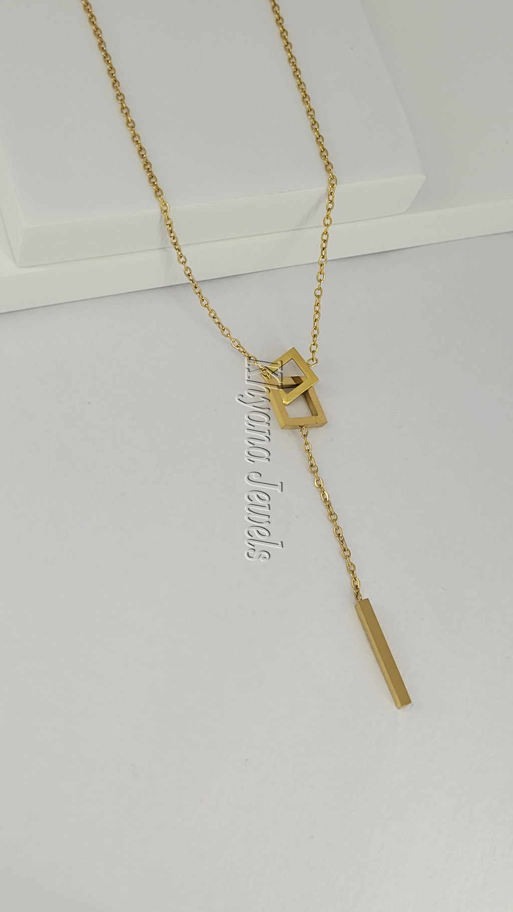 Geometric Y-Shaped Gold Plated Necklace