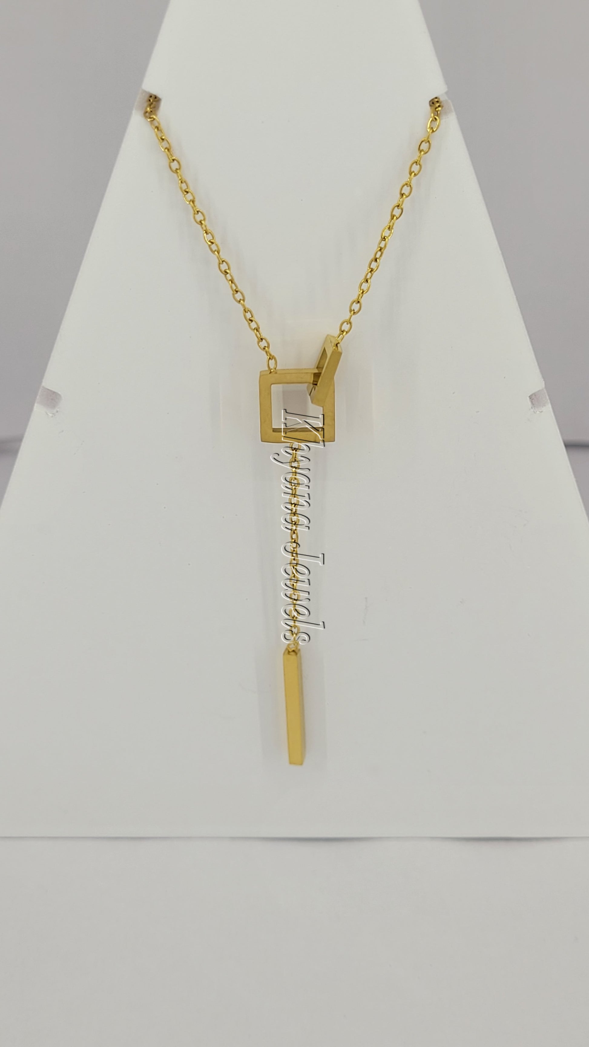 Geometric Y-Shaped Gold Plated Necklace