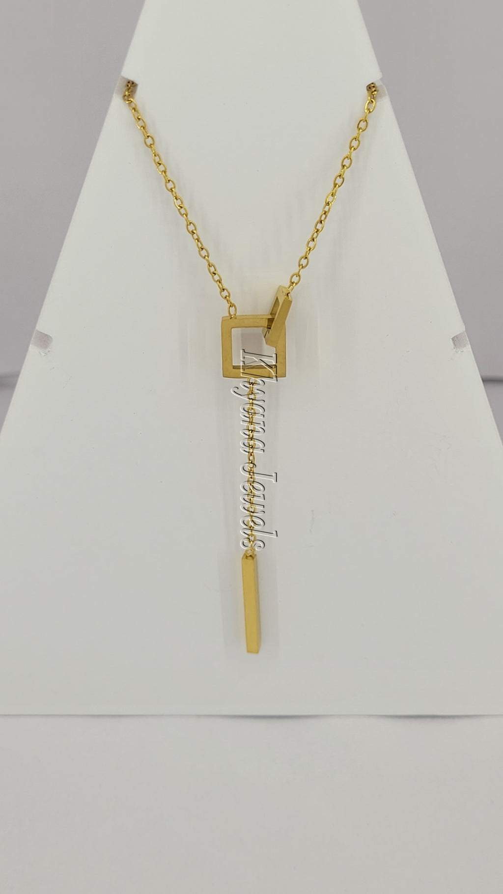Geometric Y-Shaped Gold Plated Necklace