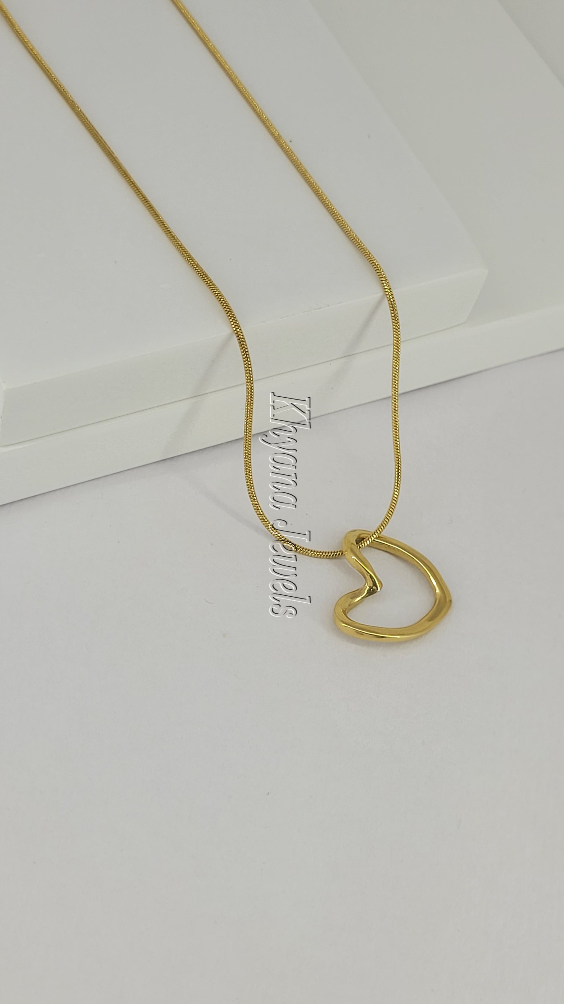 Open Heart Pendant & Earrings Gold Plated Set