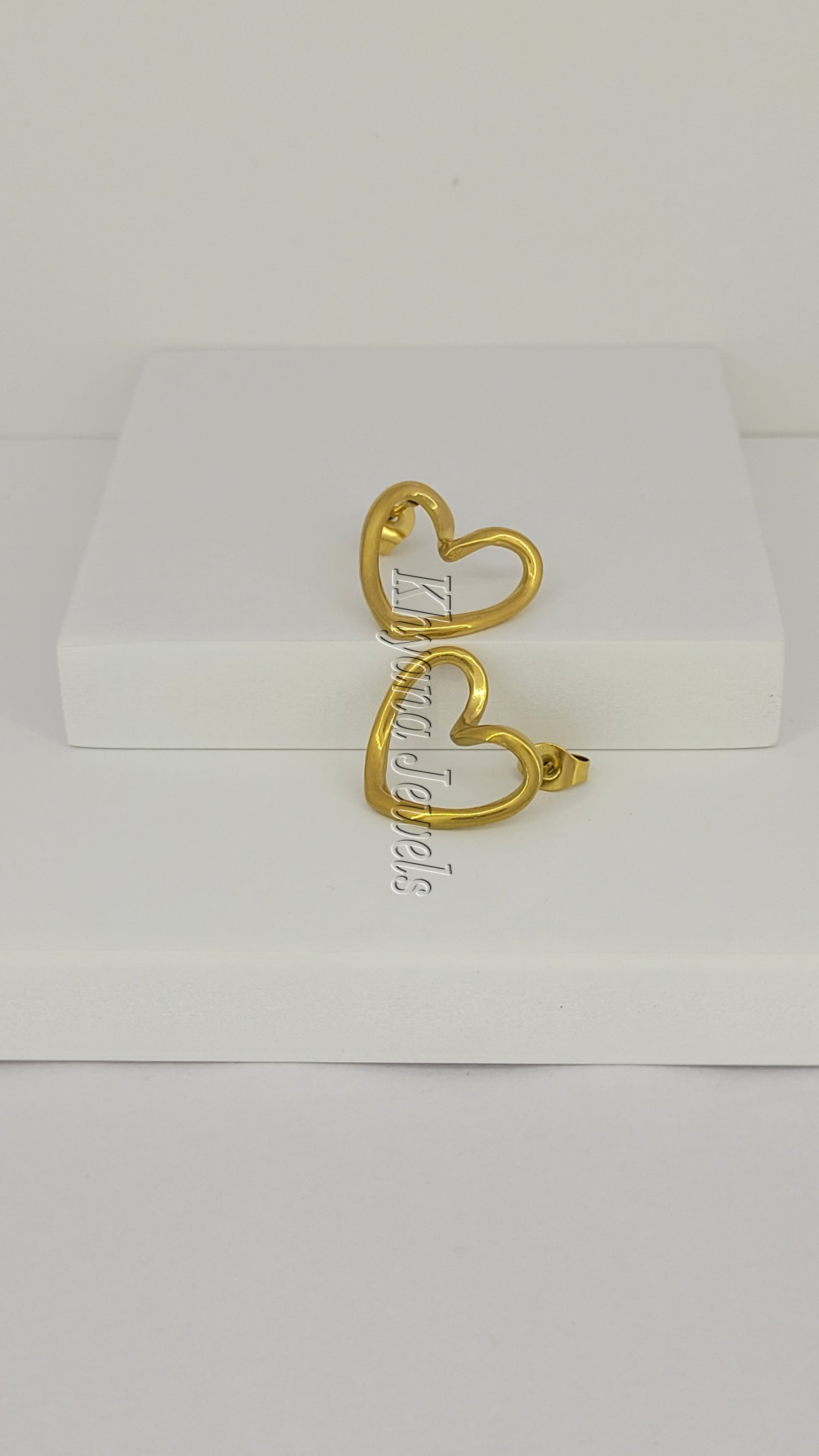 Open Heart Pendant & Earrings Gold Plated Set