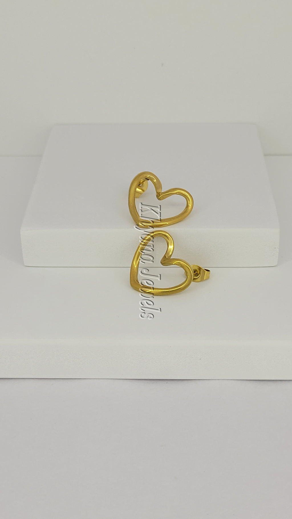 Open Heart Pendant & Earrings Gold Plated Set