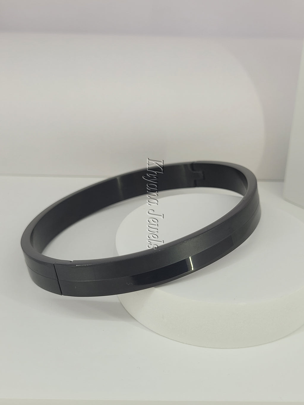 Minimalist Matte & Glossy Black Cuff Bracelet for Men