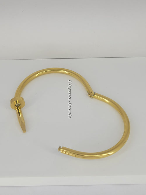 Anti-Tarnish Gold Plated Nail Design Bangle Bracelet