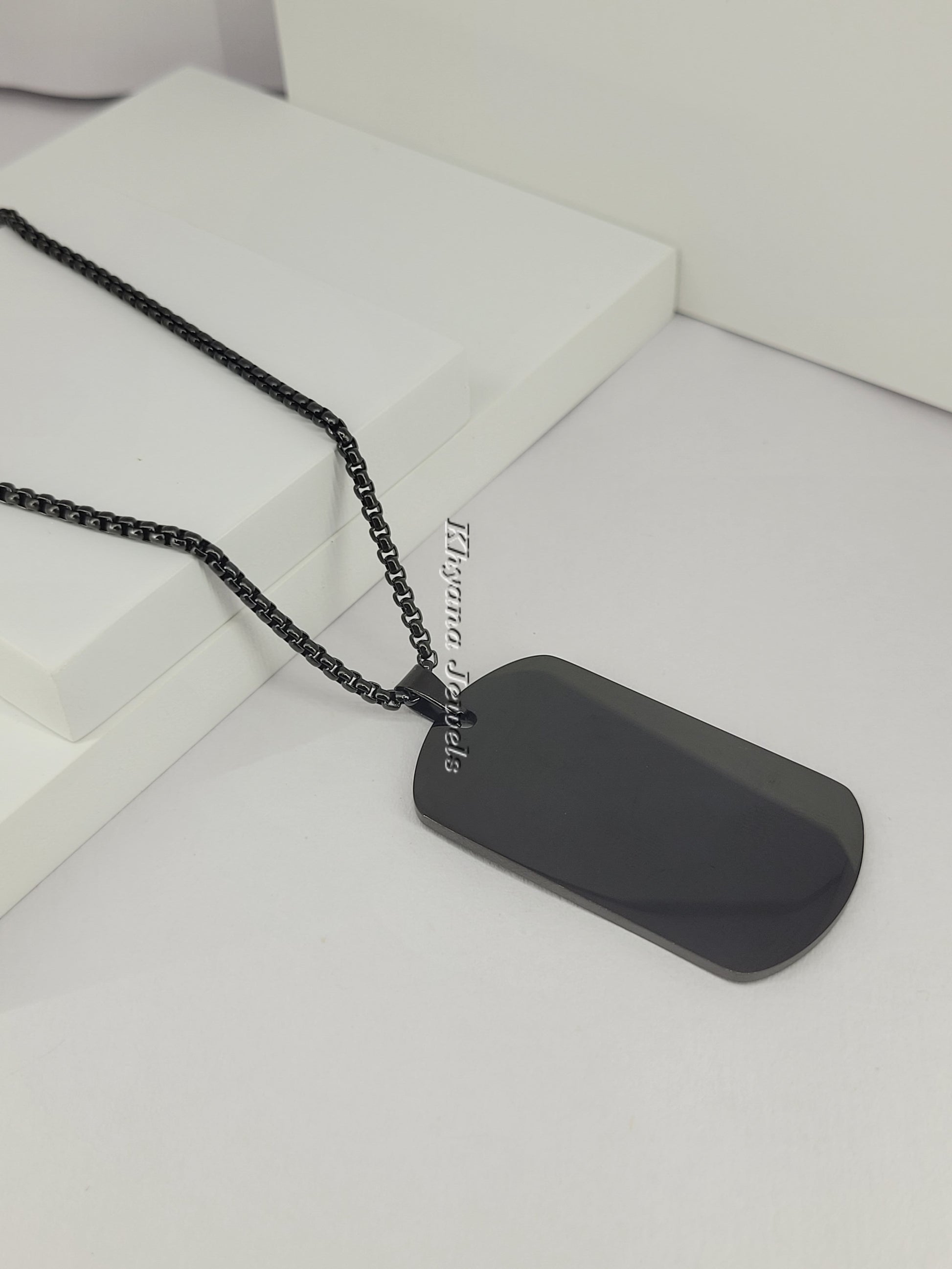 Matte Black Pendant Necklace for Men