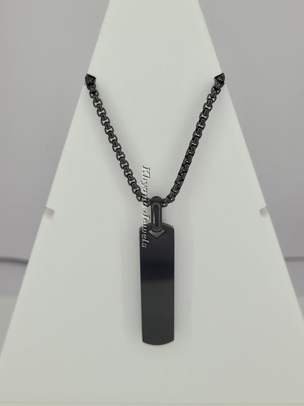 Matte Black Vertical Bar Pendant Necklace