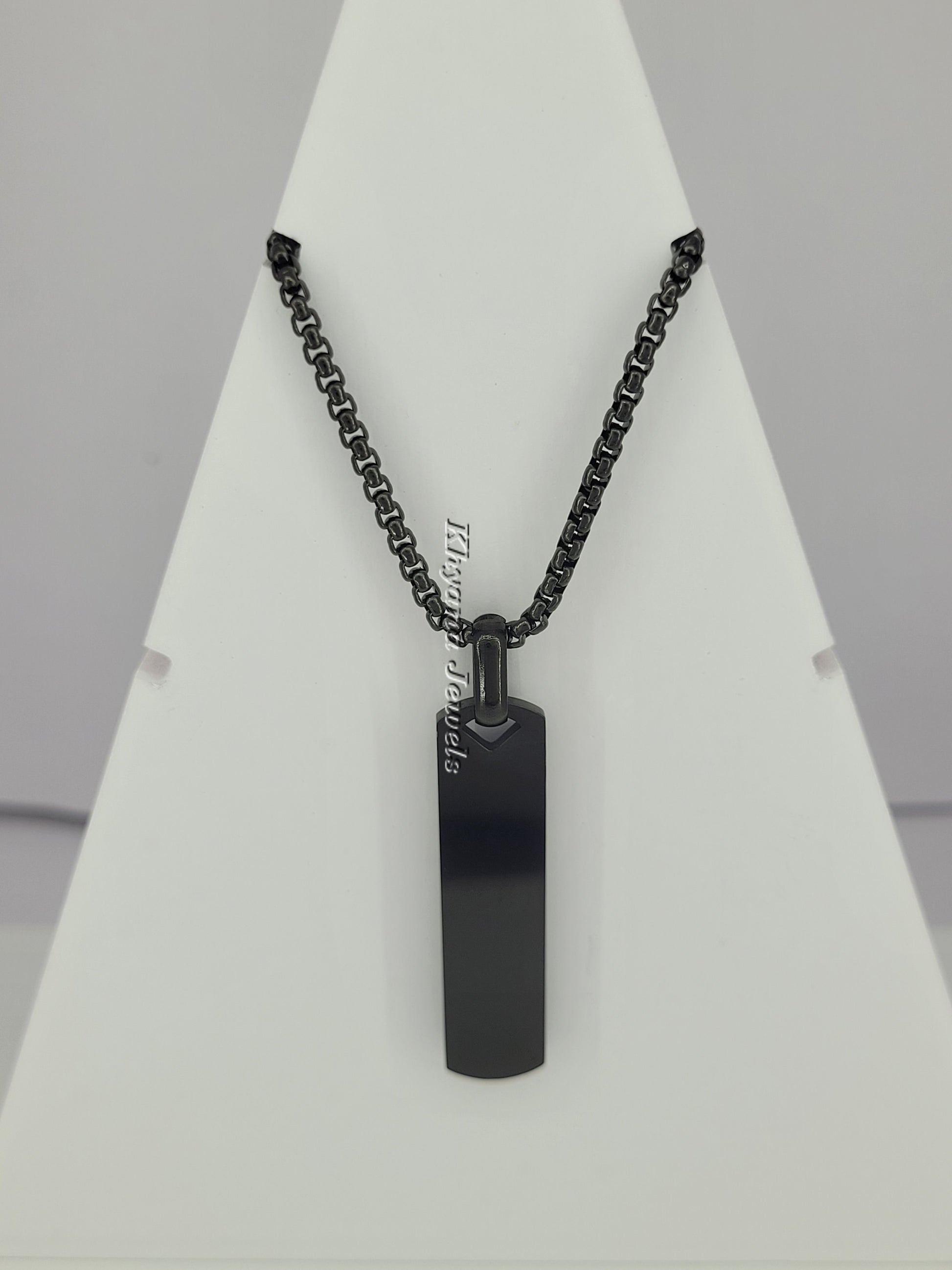 Matte Black Vertical Bar Pendant Necklace