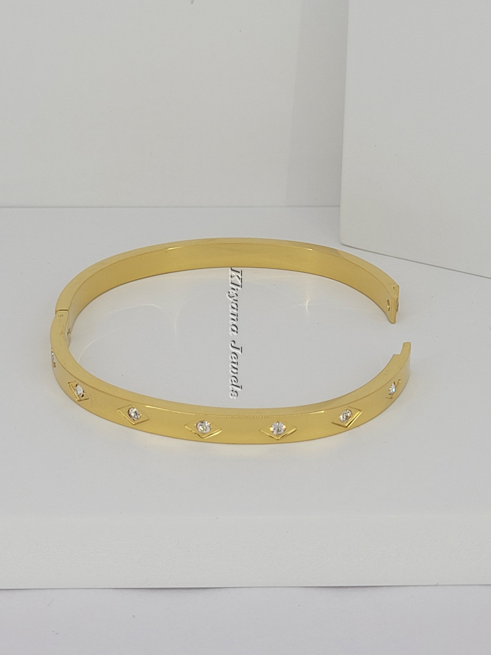 Geometric Sparkle Gold Bangle Bracelet