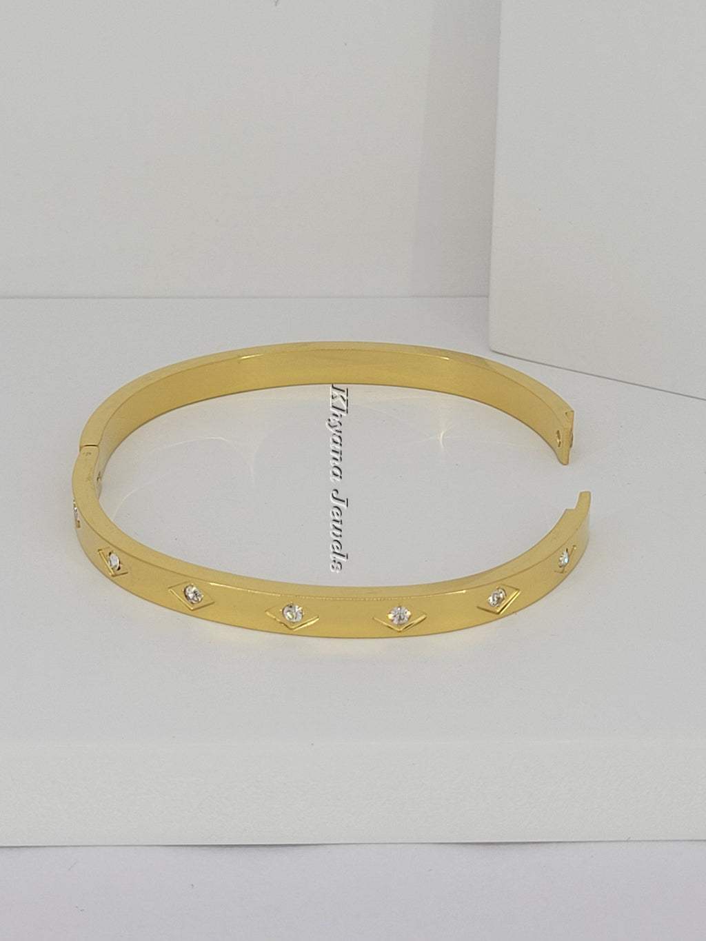 Geometric Sparkle Gold Bangle Bracelet