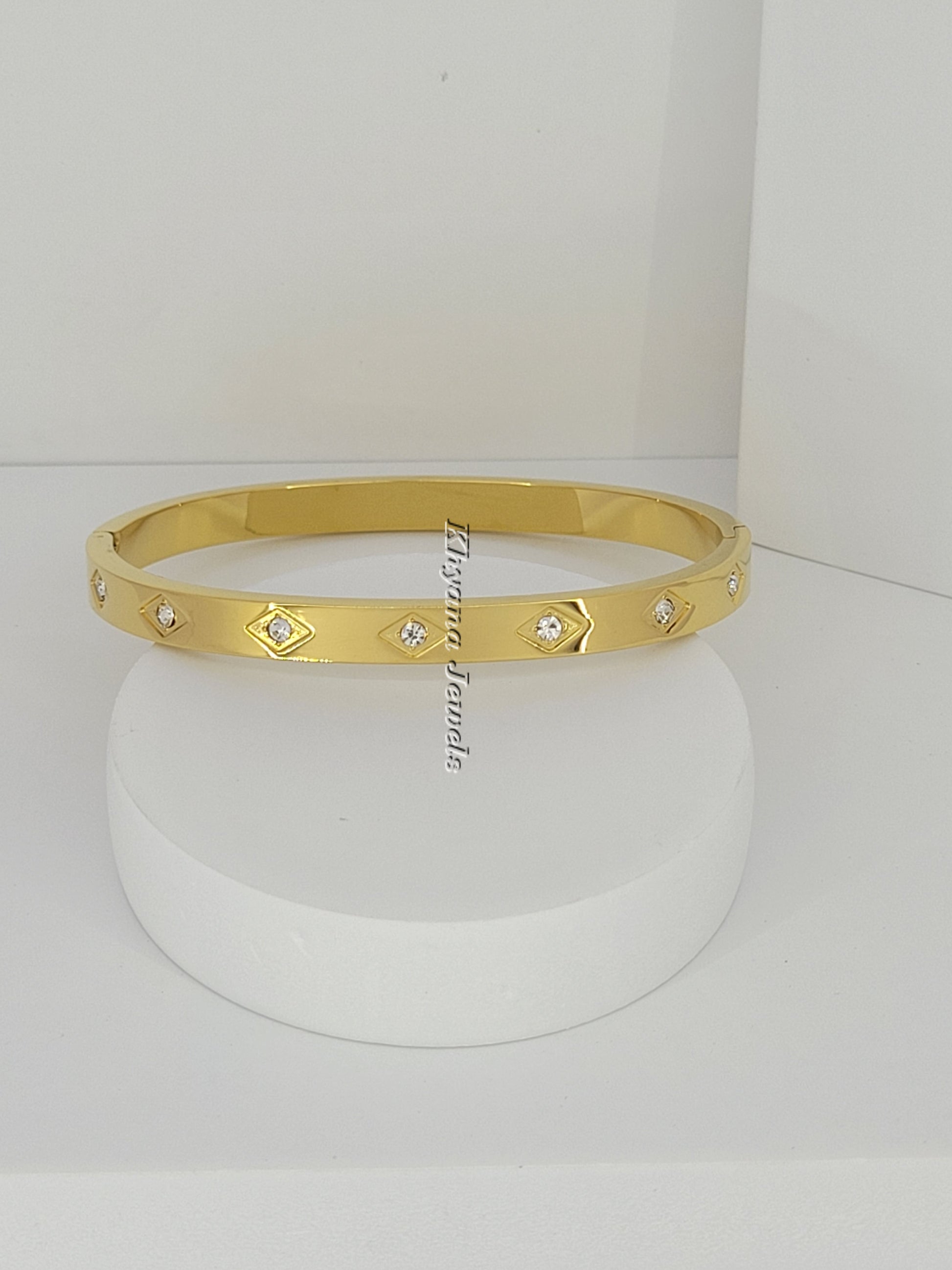 Geometric Sparkle Gold Bangle Bracelet