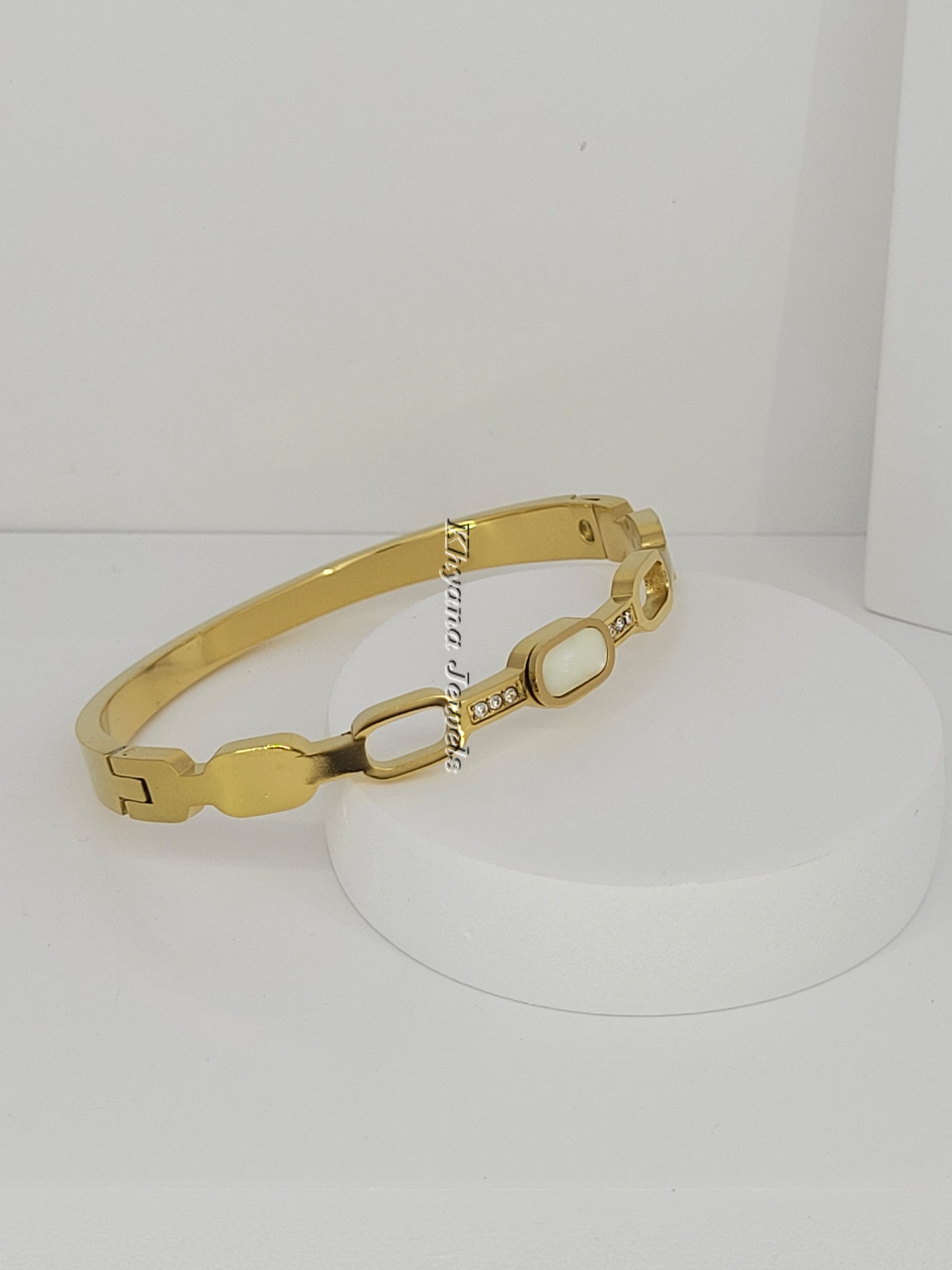 Enamel & Crystal Link Design Bangle